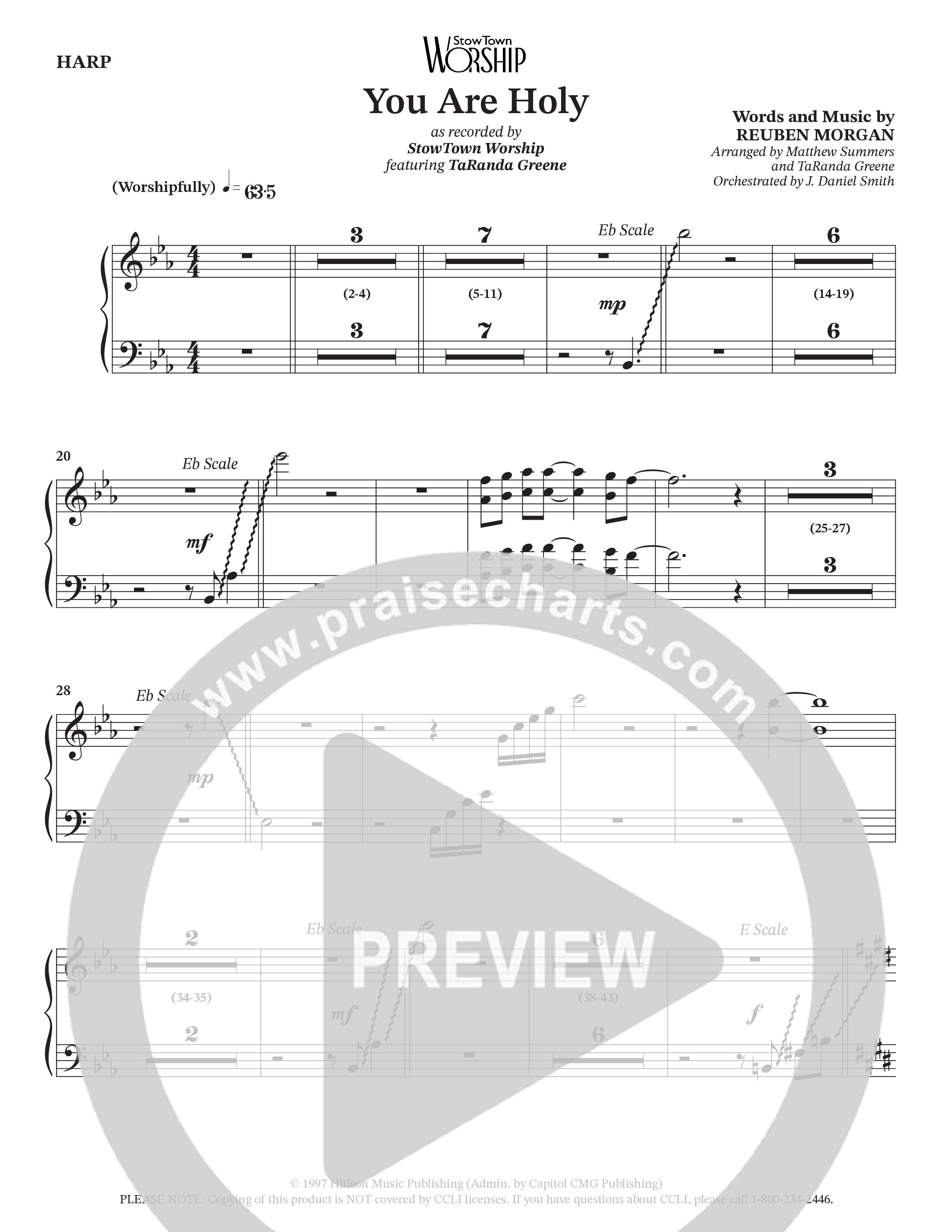 You Are Holy (Choral Anthem SATB) Harp (StowTown Worship / TaRanda Greene)