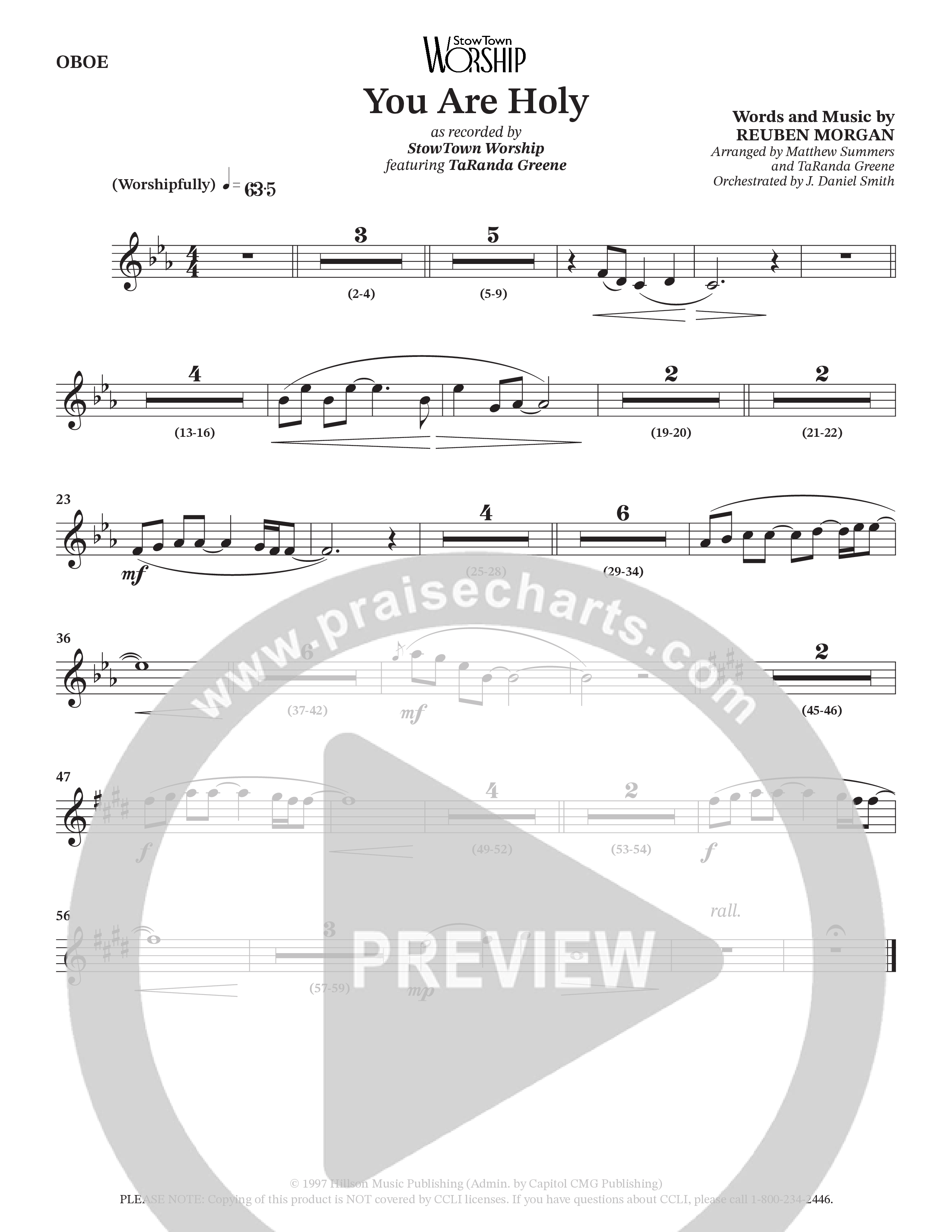 You Are Holy (Choral Anthem SATB) Oboe (StowTown Worship / TaRanda Greene)