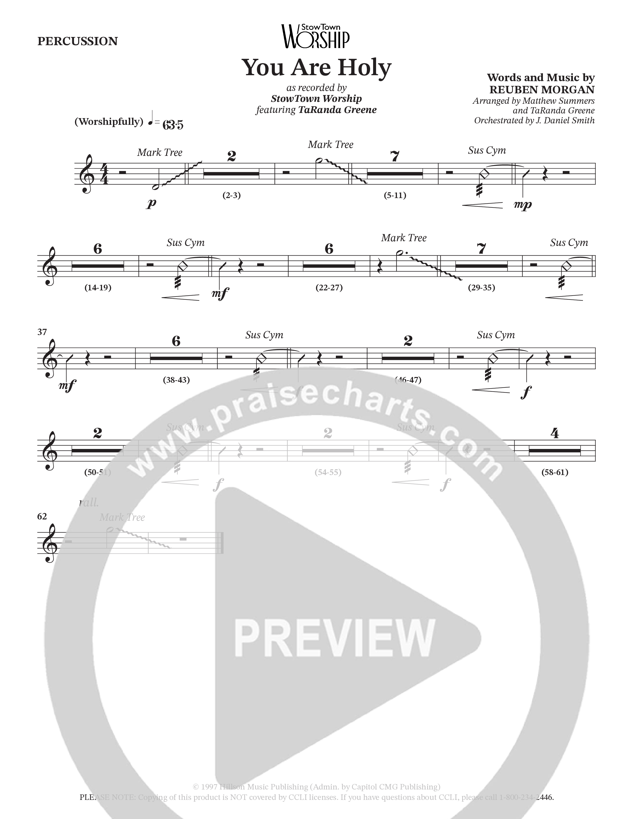 You Are Holy (Choral Anthem SATB) Percussion (StowTown Worship / TaRanda Greene)