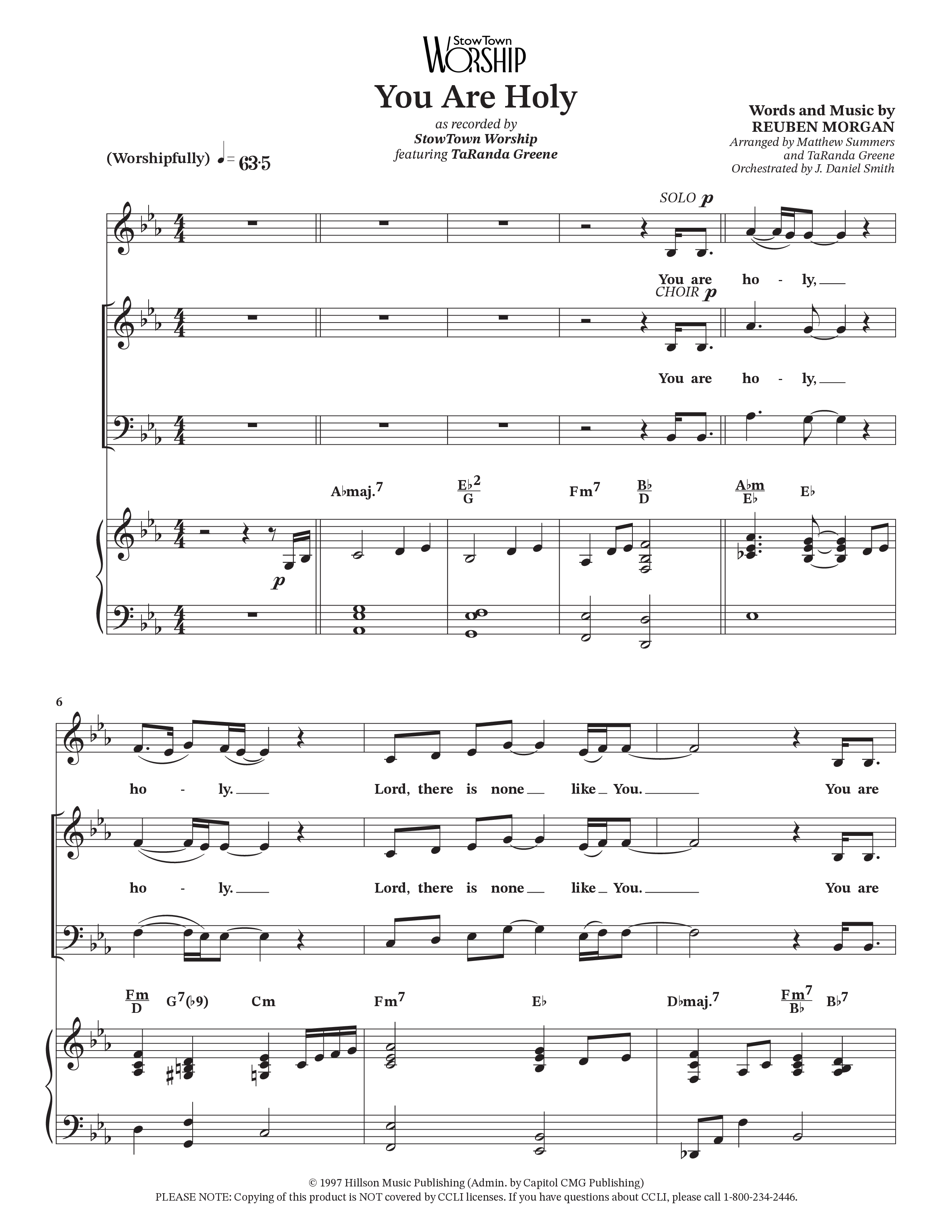 You Are Holy (Choral Anthem SATB) Anthem (SATB/Piano) (StowTown Worship / TaRanda Greene)