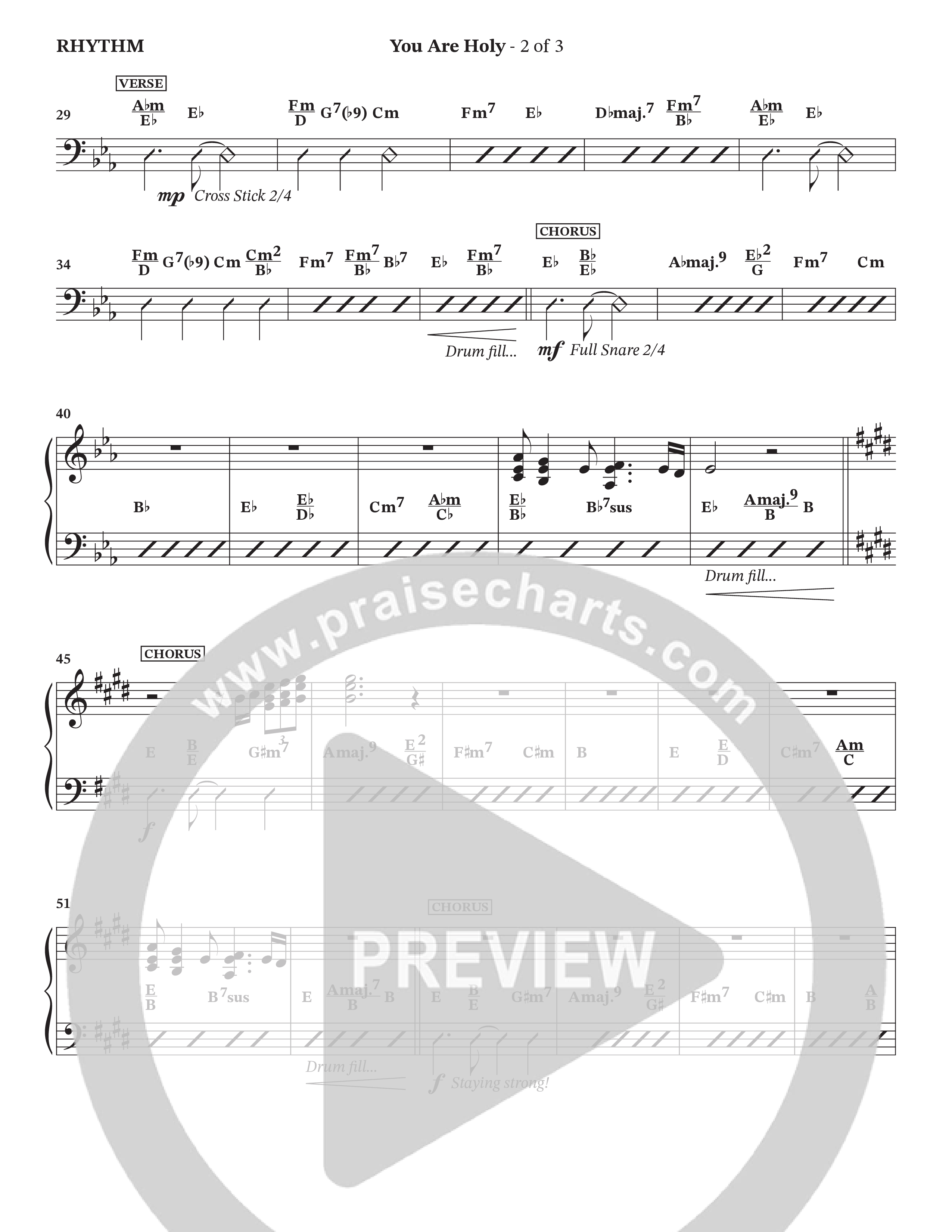 You Are Holy (Choral Anthem SATB) Rhythm Chart (StowTown Worship / TaRanda Greene)