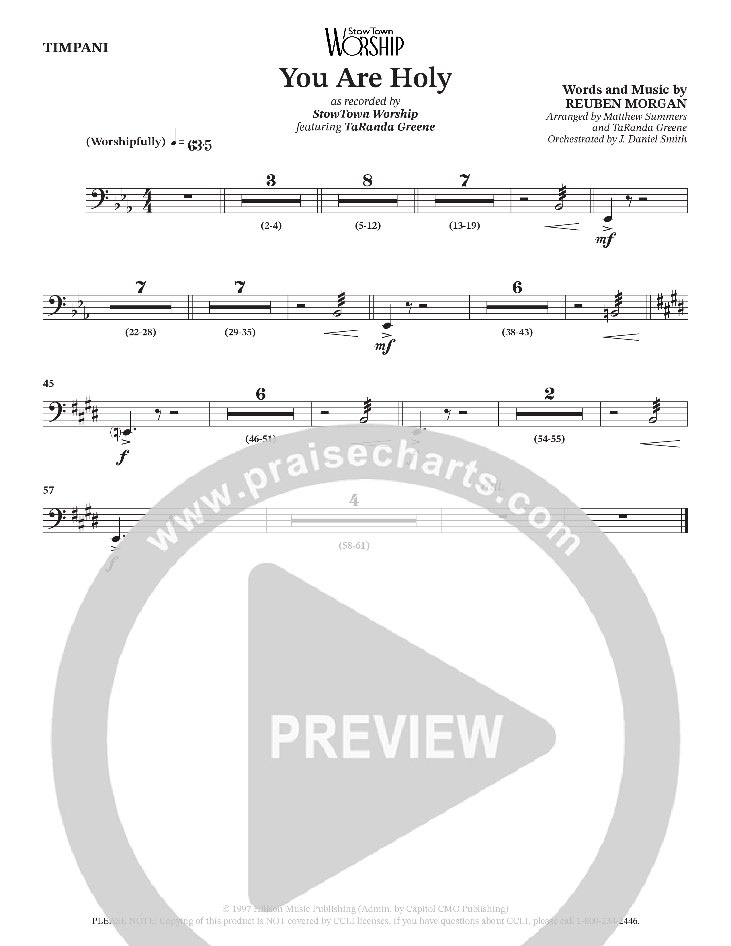 You Are Holy (Choral Anthem SATB) Timpani (StowTown Worship / TaRanda Greene)