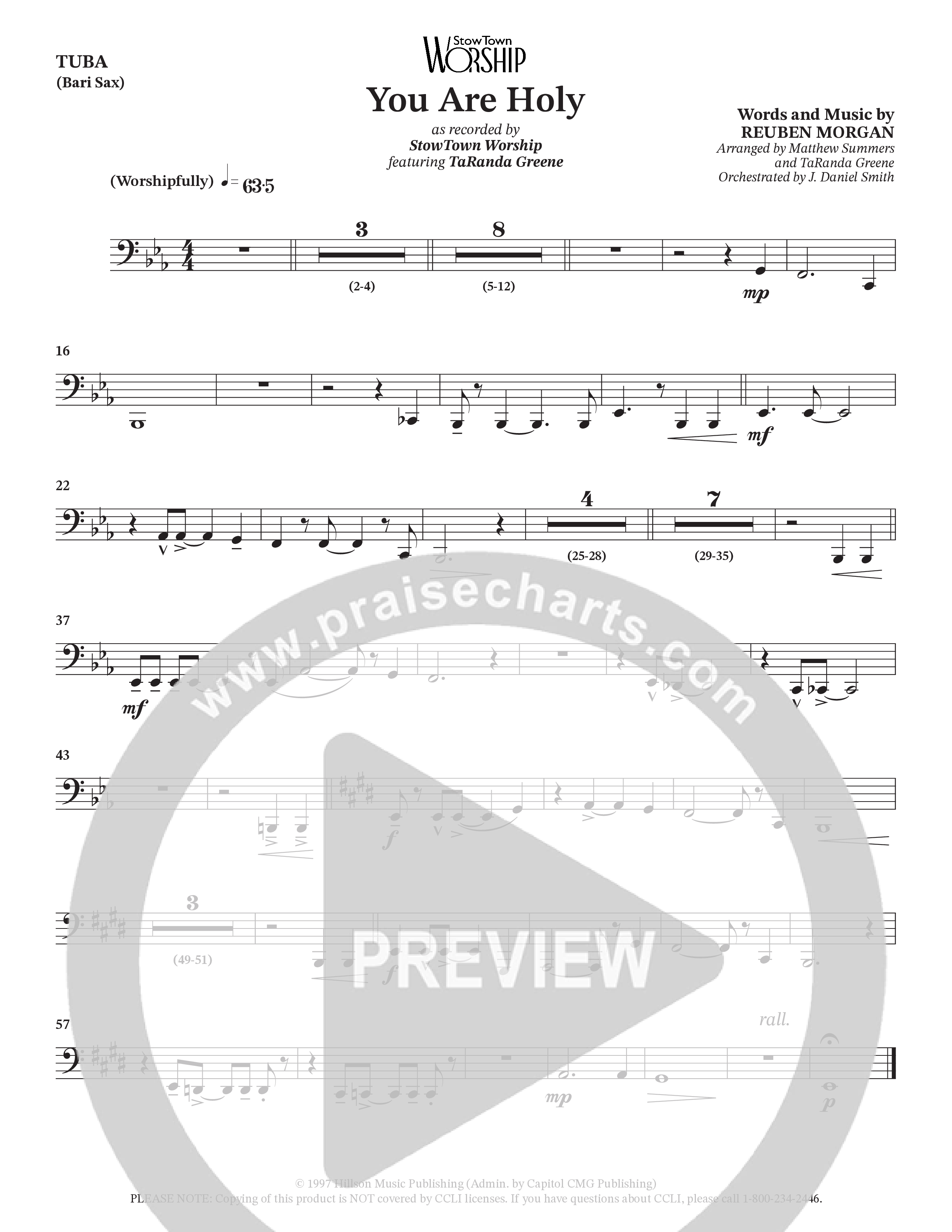 You Are Holy (Choral Anthem SATB) Tuba (StowTown Worship / TaRanda Greene)
