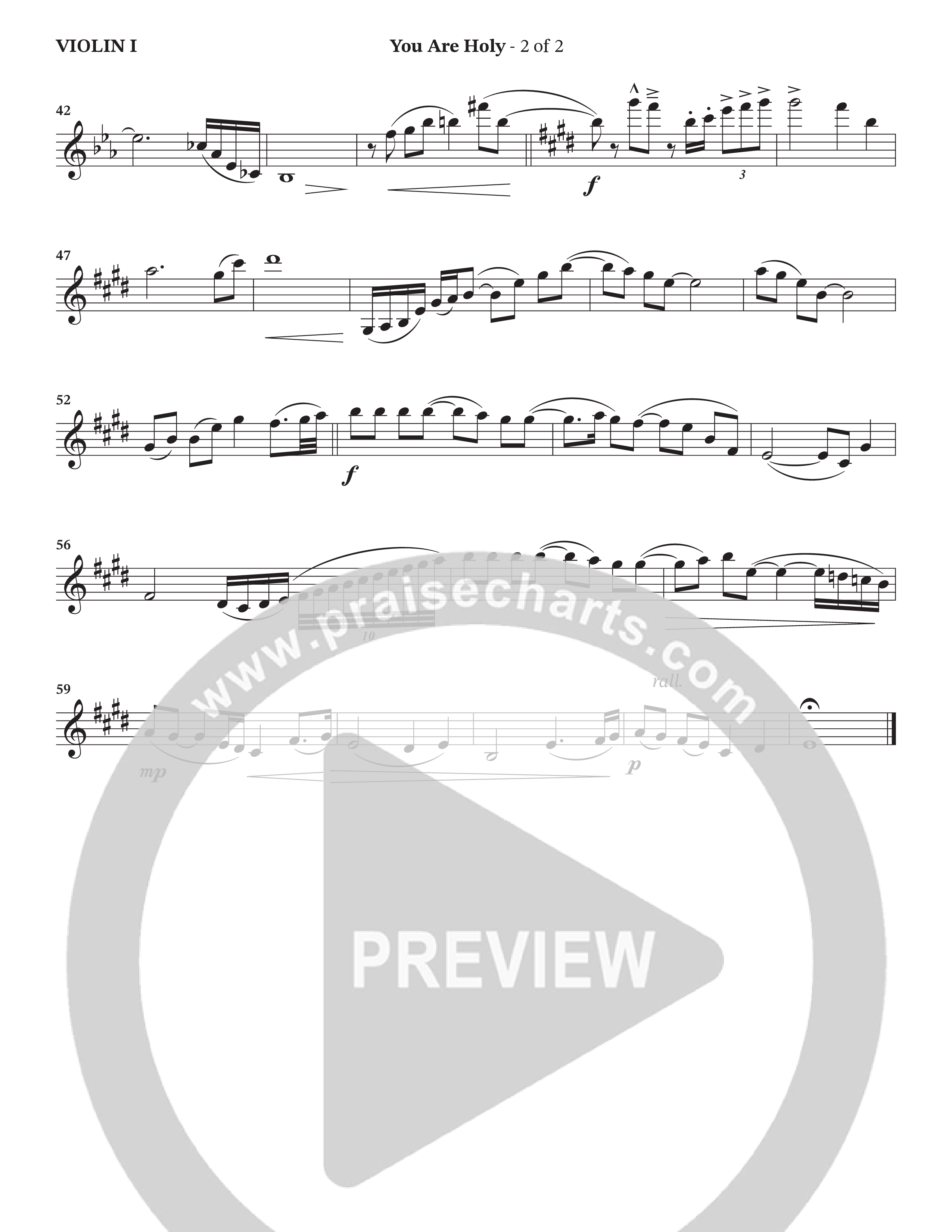 You Are Holy (Choral Anthem SATB) Violin 1 (StowTown Worship / TaRanda Greene)