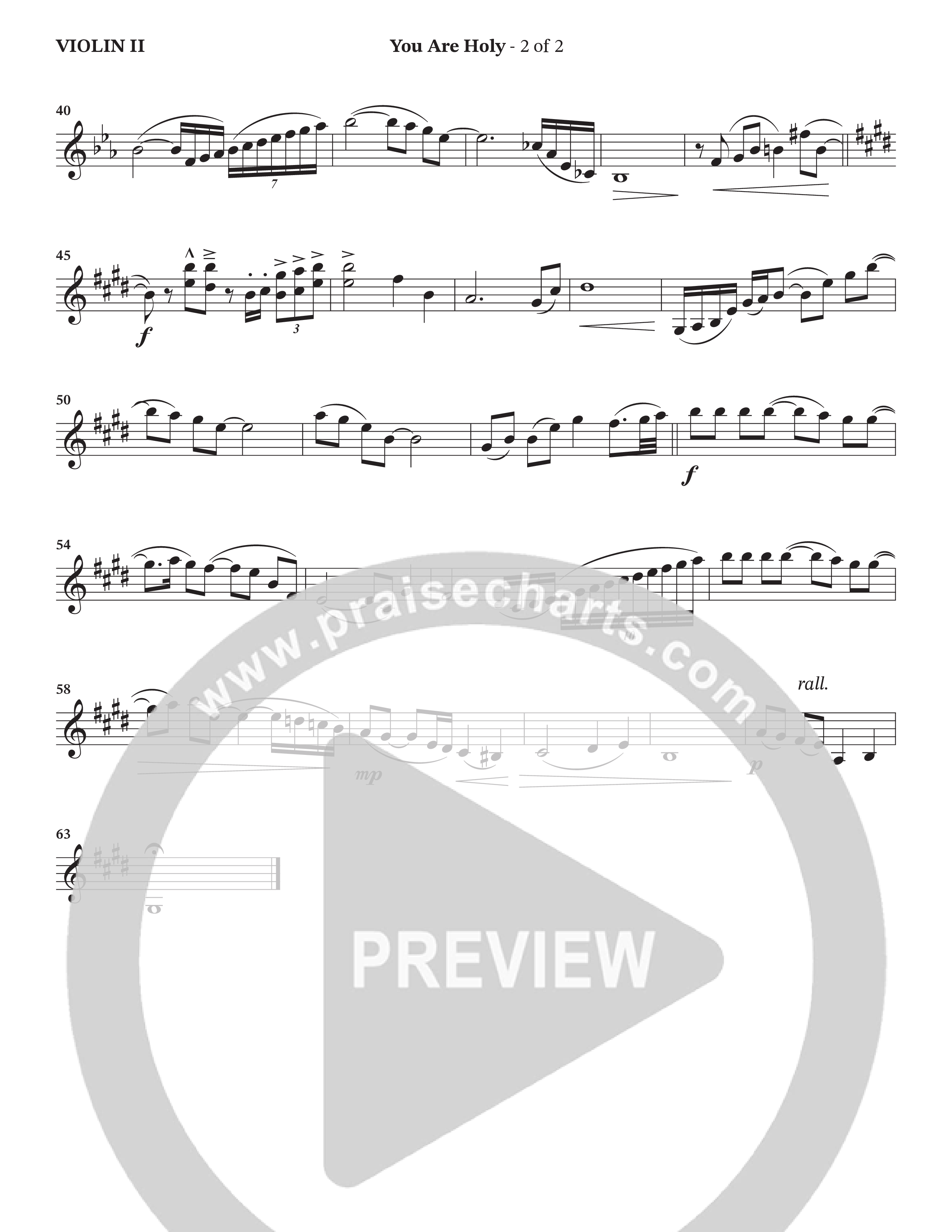You Are Holy (Choral Anthem SATB) Violin 2 (StowTown Worship / TaRanda Greene)