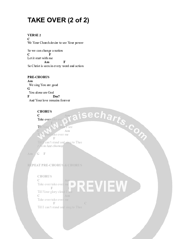 Take Over Chord Chart (Parachute Band)