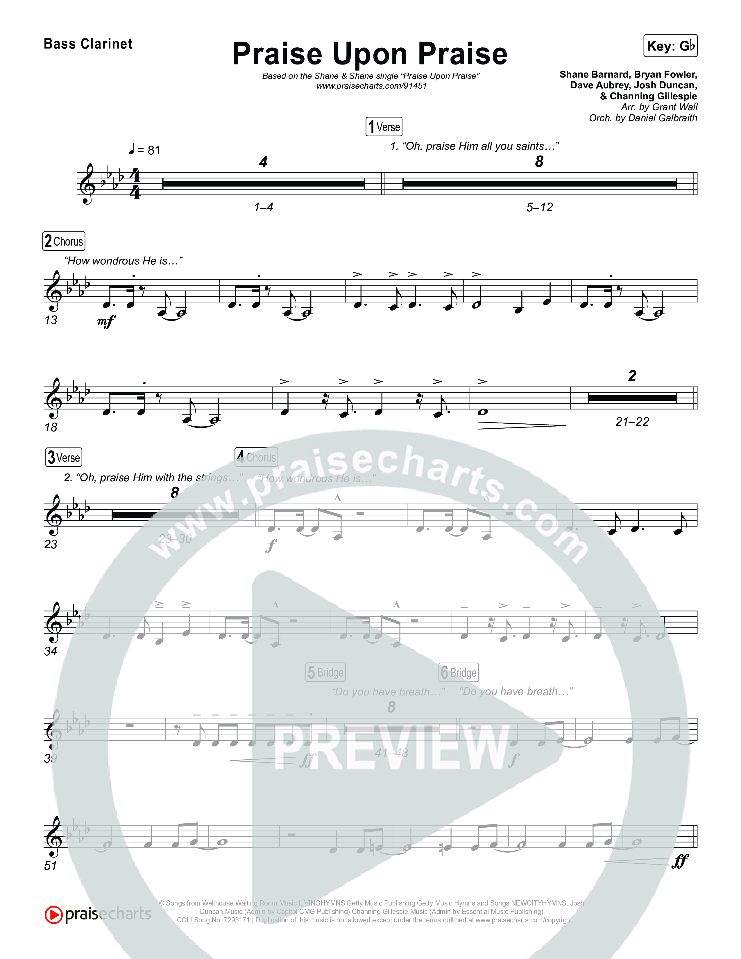 Praise Upon Praise Clarinet 1,2 (Shane & Shane)