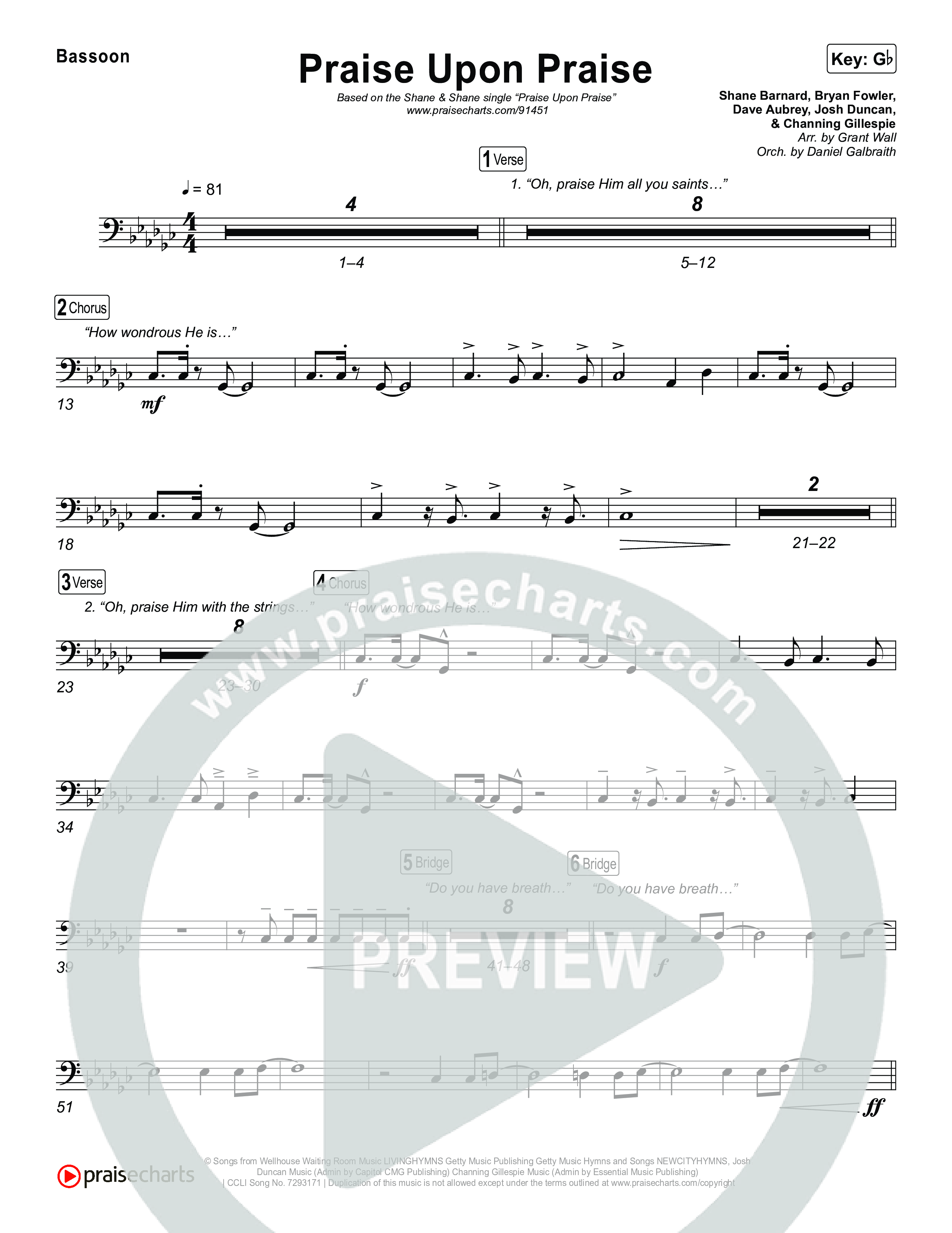 Praise Upon Praise Bassoon (Shane & Shane)