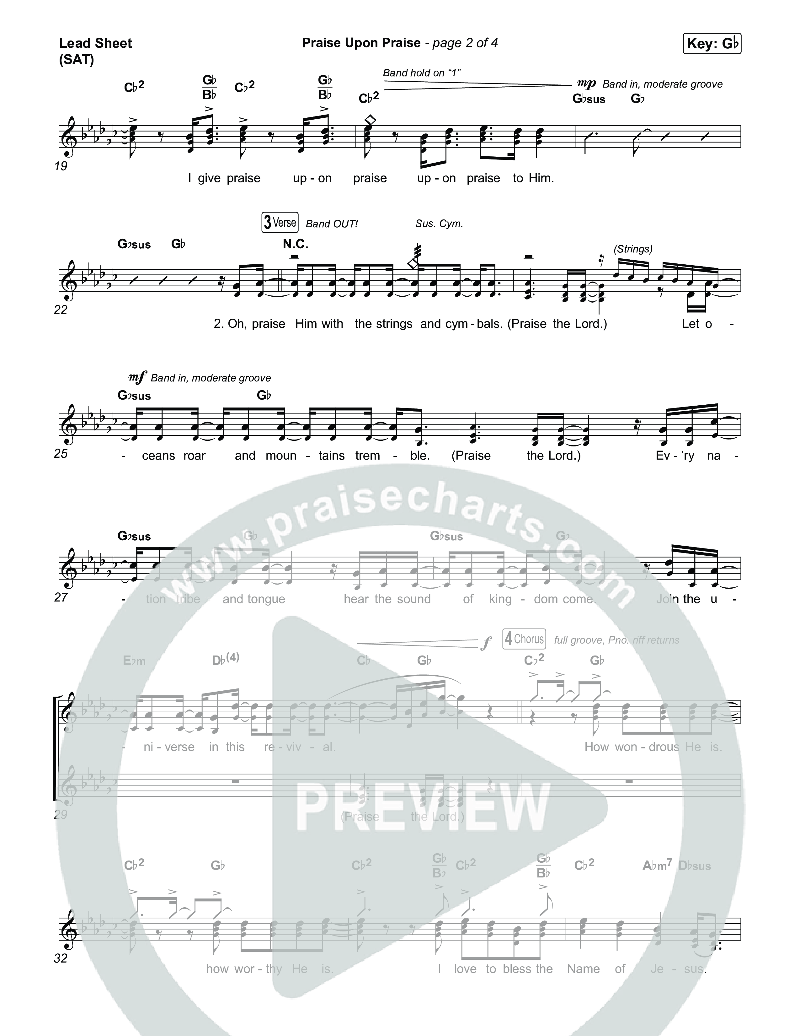 Praise Upon Praise Lead Sheet (SAT) (Shane & Shane)