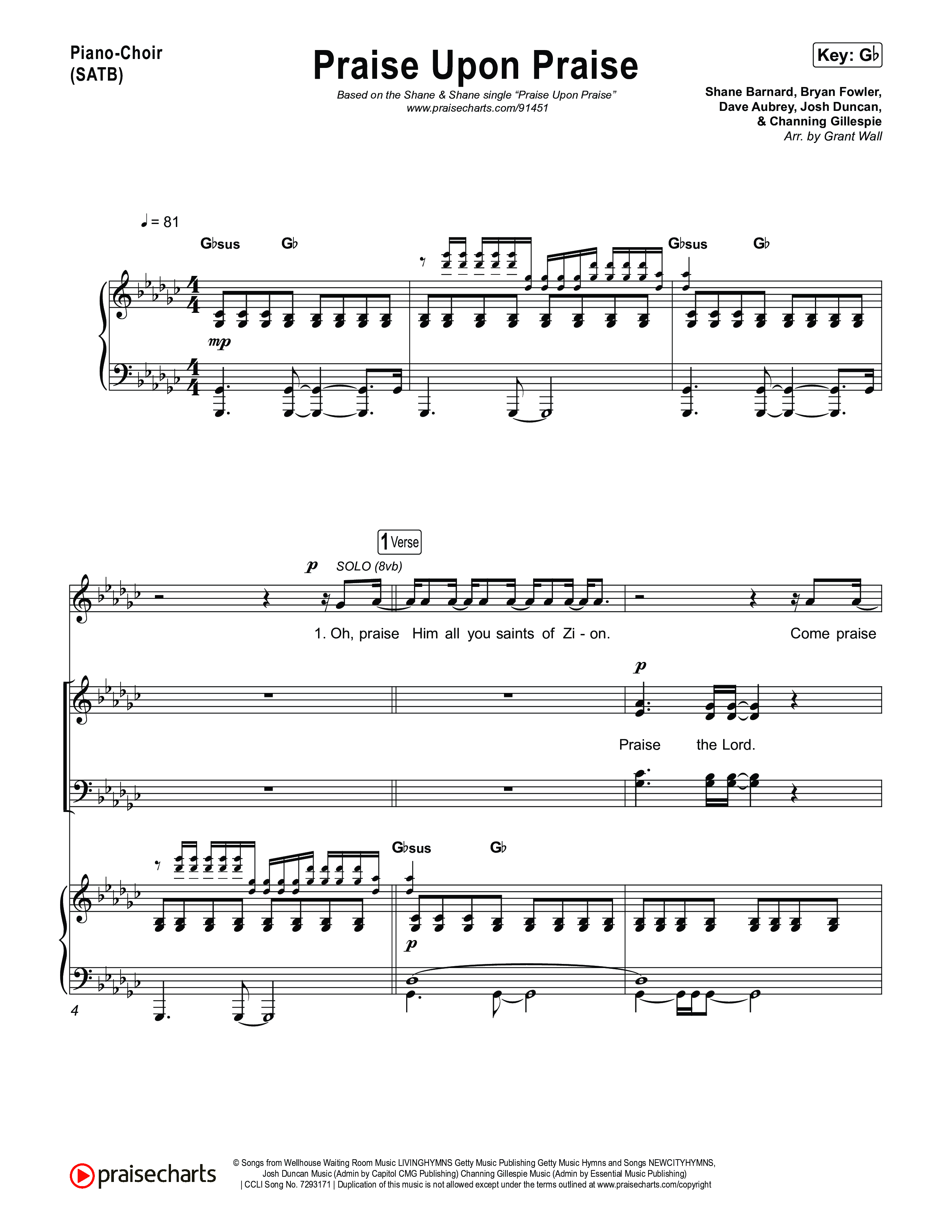 Praise Upon Praise Piano/Vocal Pack (Shane & Shane)