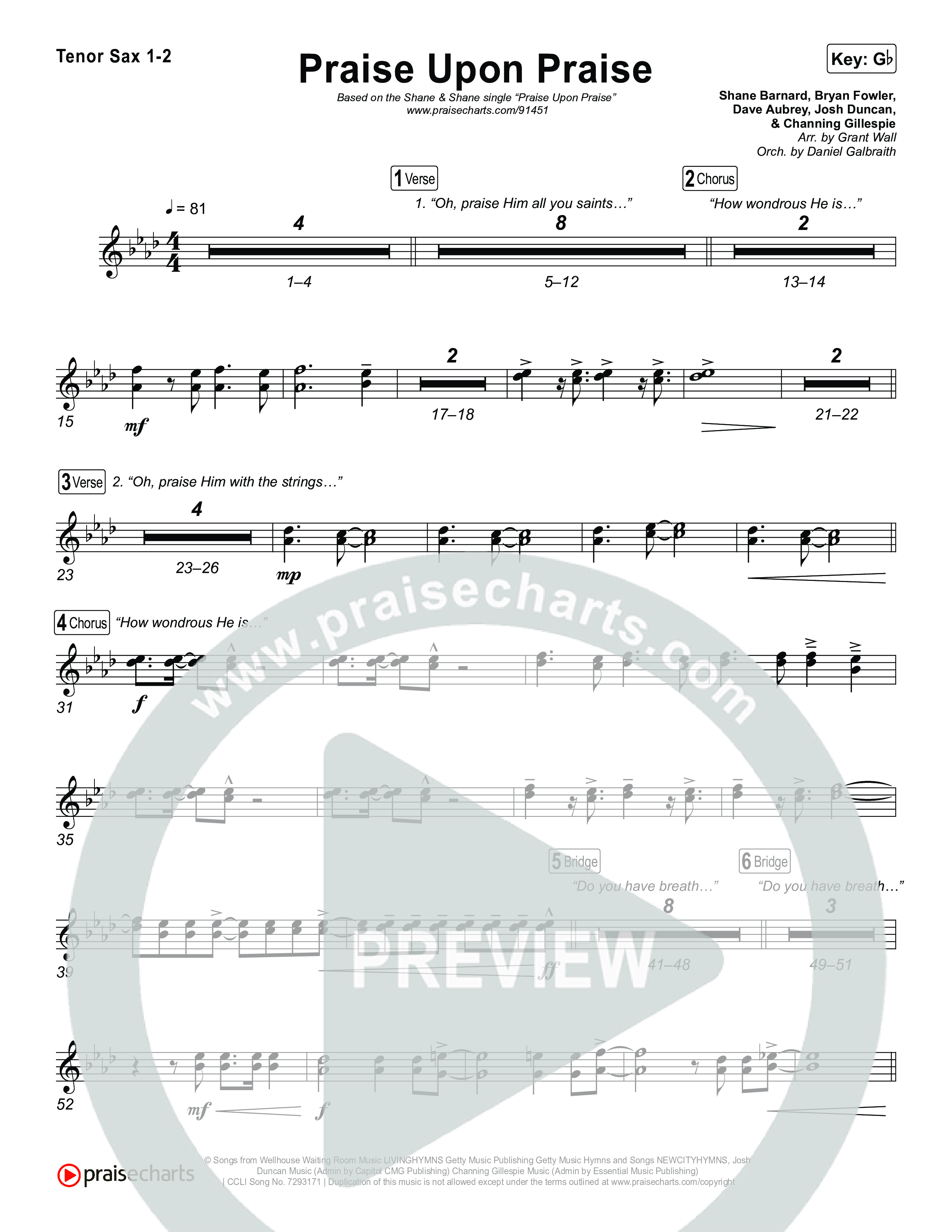 Praise Upon Praise Sax Pack (Shane & Shane)
