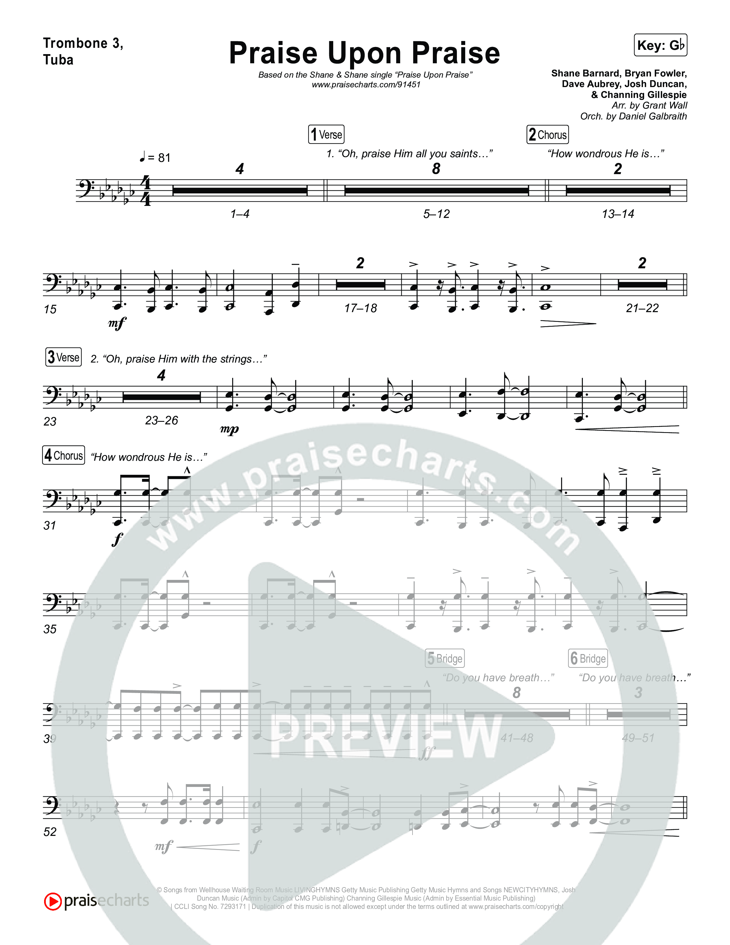 Praise Upon Praise Trombone 3/Tuba (Shane & Shane)