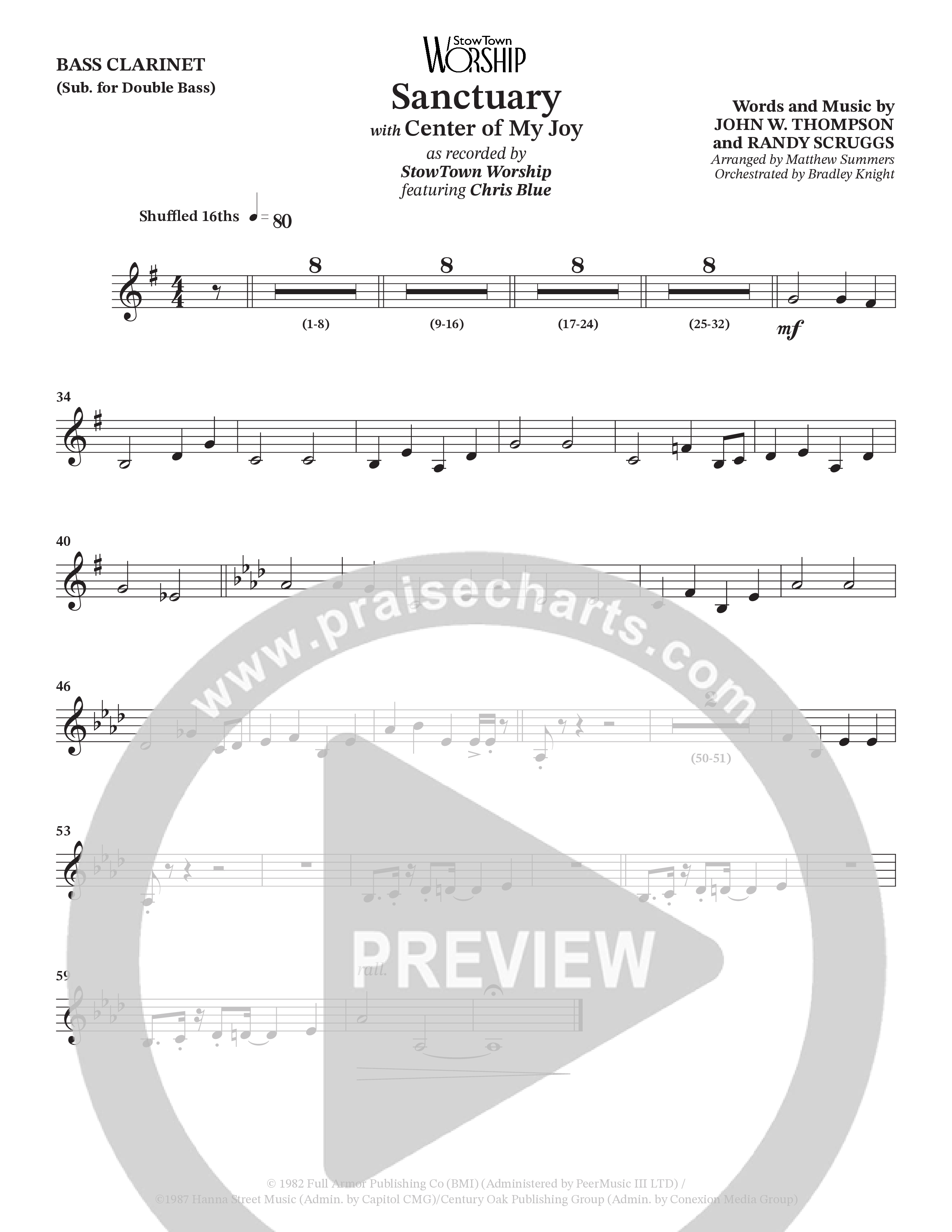 Sanctuary (with Center Of My Joy) (Choral Anthem SATB) Bass Clarinet (StowTown Worship / Chris Blue)