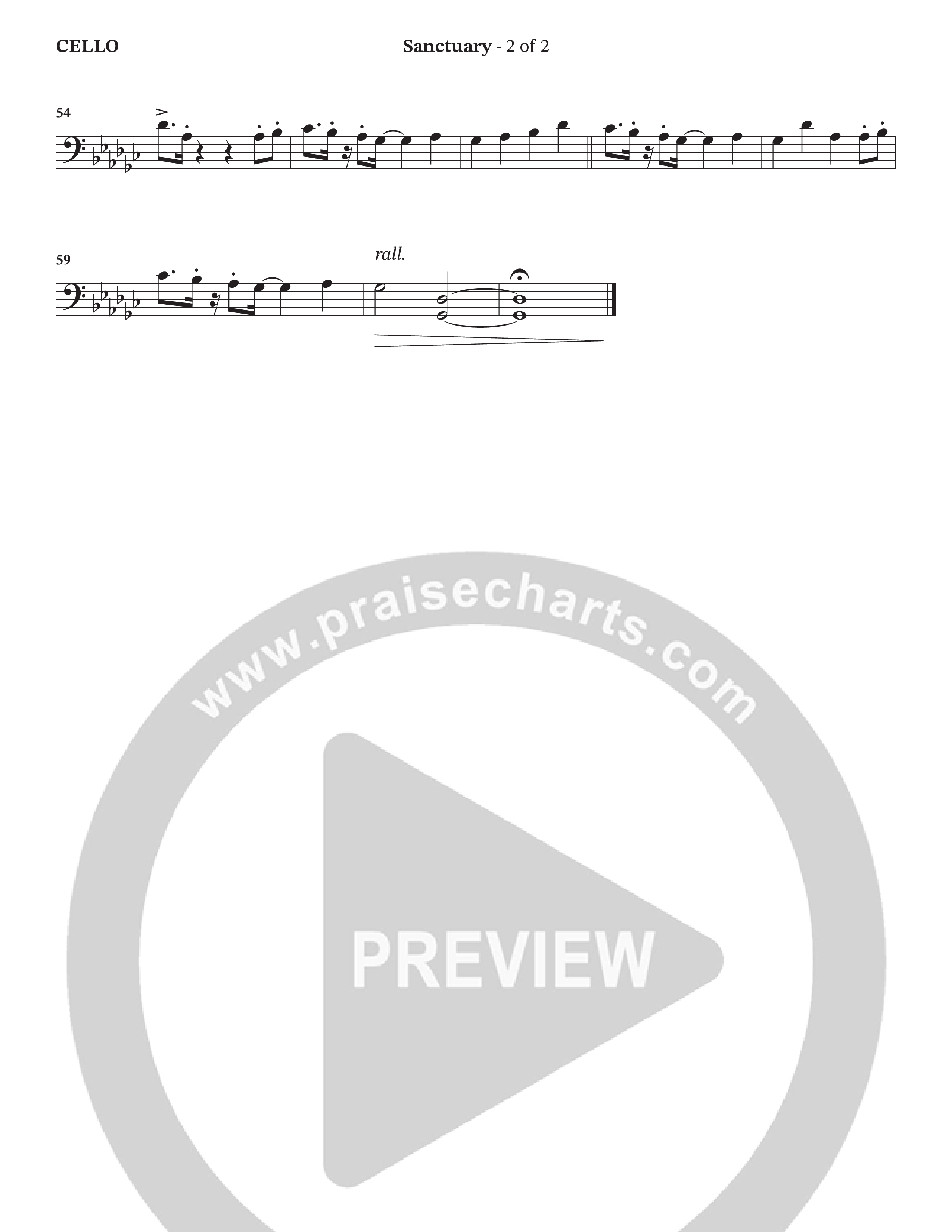 Sanctuary (with Center Of My Joy) (Choral Anthem SATB) Cello (StowTown Worship / Chris Blue)