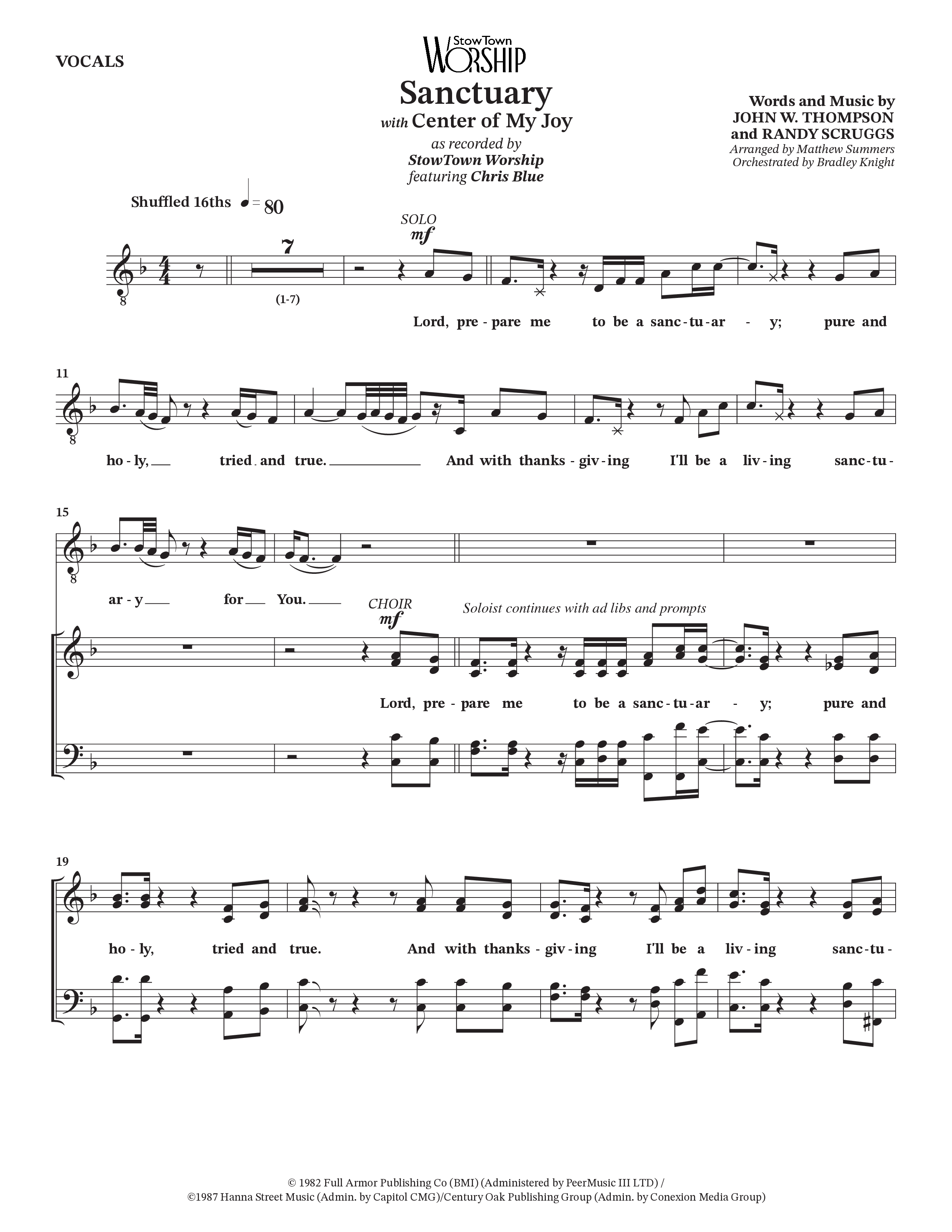 Sanctuary (with Center Of My Joy) (Choral Anthem SATB) Choir Sheet (SATB) (StowTown Worship / Chris Blue)
