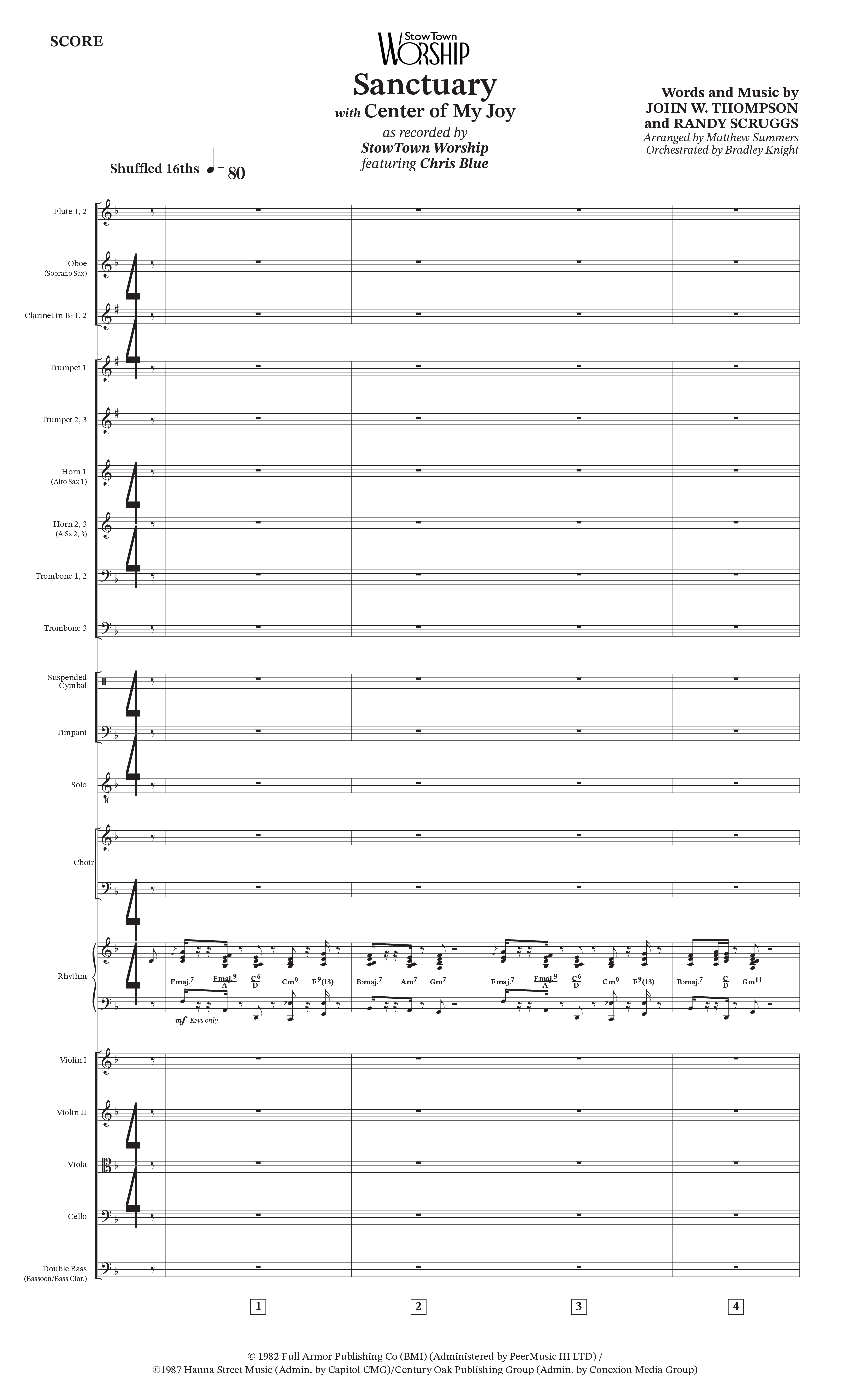 Sanctuary (with Center Of My Joy) (Choral Anthem SATB) Orchestration (StowTown Worship / Chris Blue)