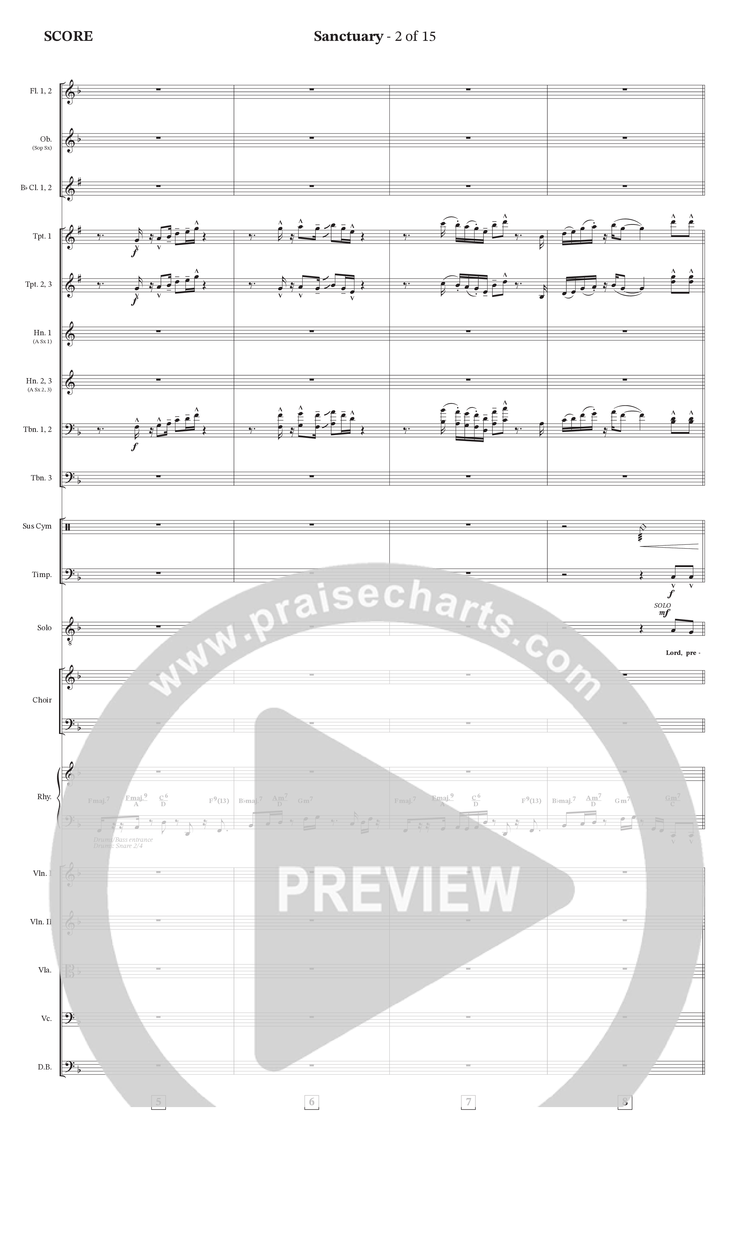 Sanctuary (with Center Of My Joy) (Choral Anthem SATB) Orchestration (StowTown Worship / Chris Blue)