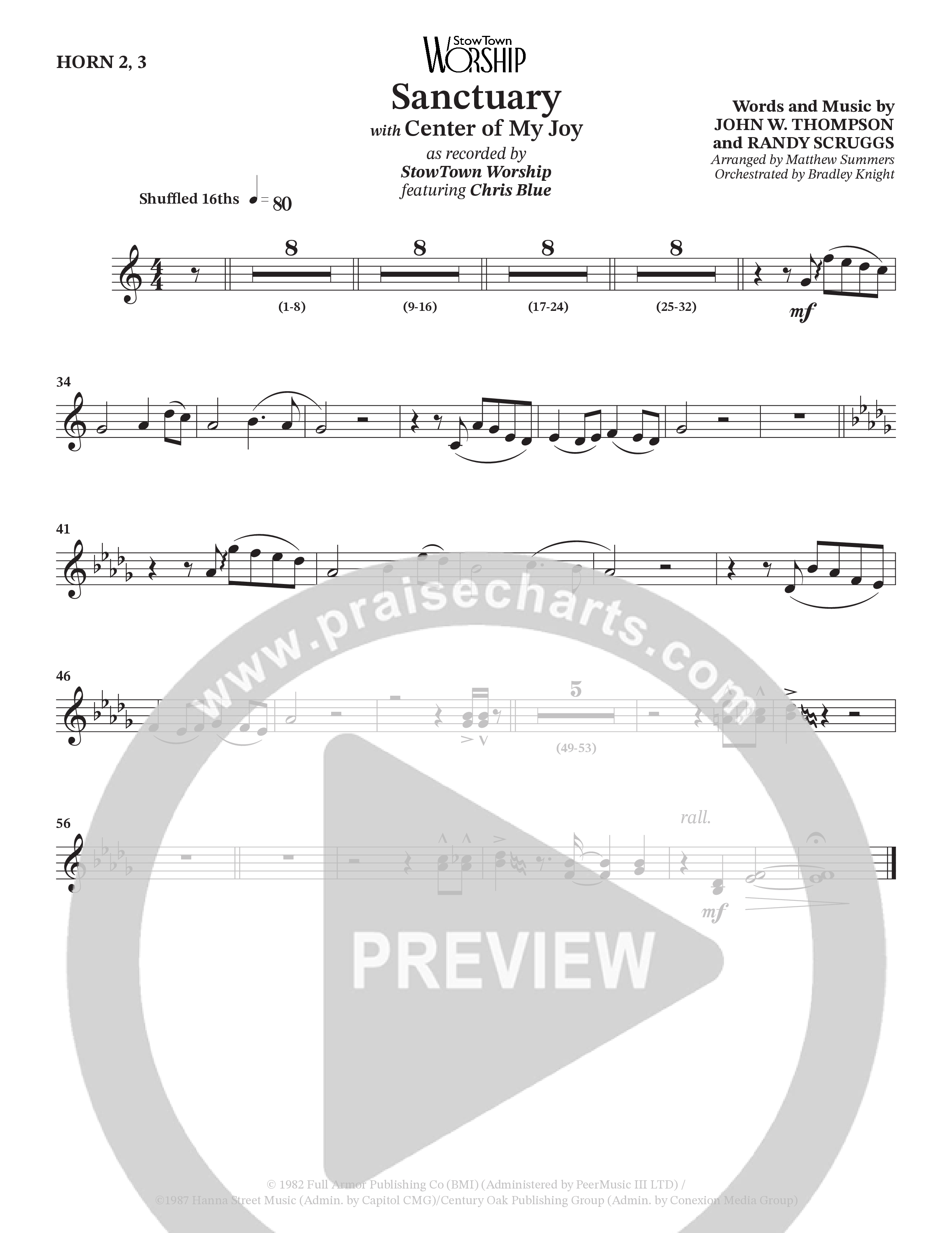 Sanctuary (with Center Of My Joy) (Choral Anthem SATB) French Horn (StowTown Worship / Chris Blue)