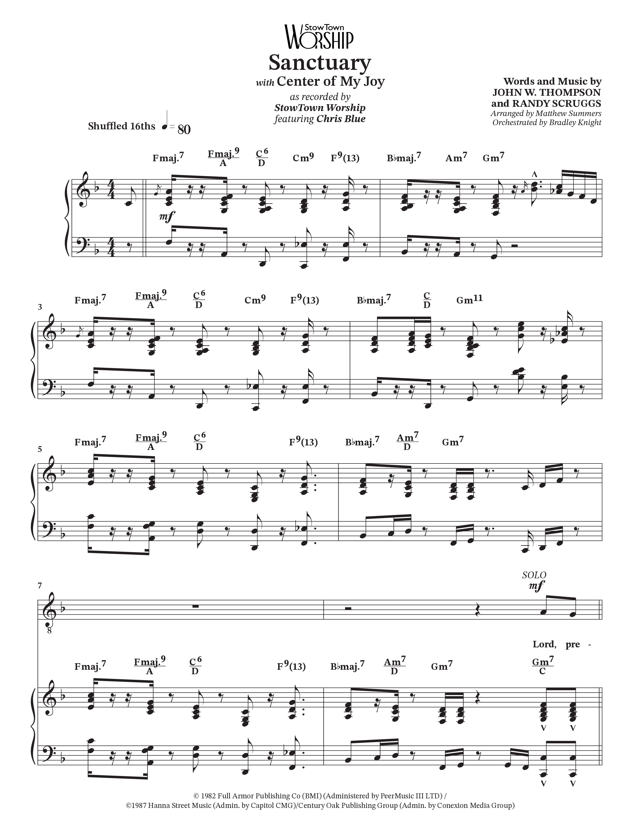 Sanctuary (with Center Of My Joy) (Choral Anthem SATB) Anthem (SATB/Piano) (StowTown Worship / Chris Blue)