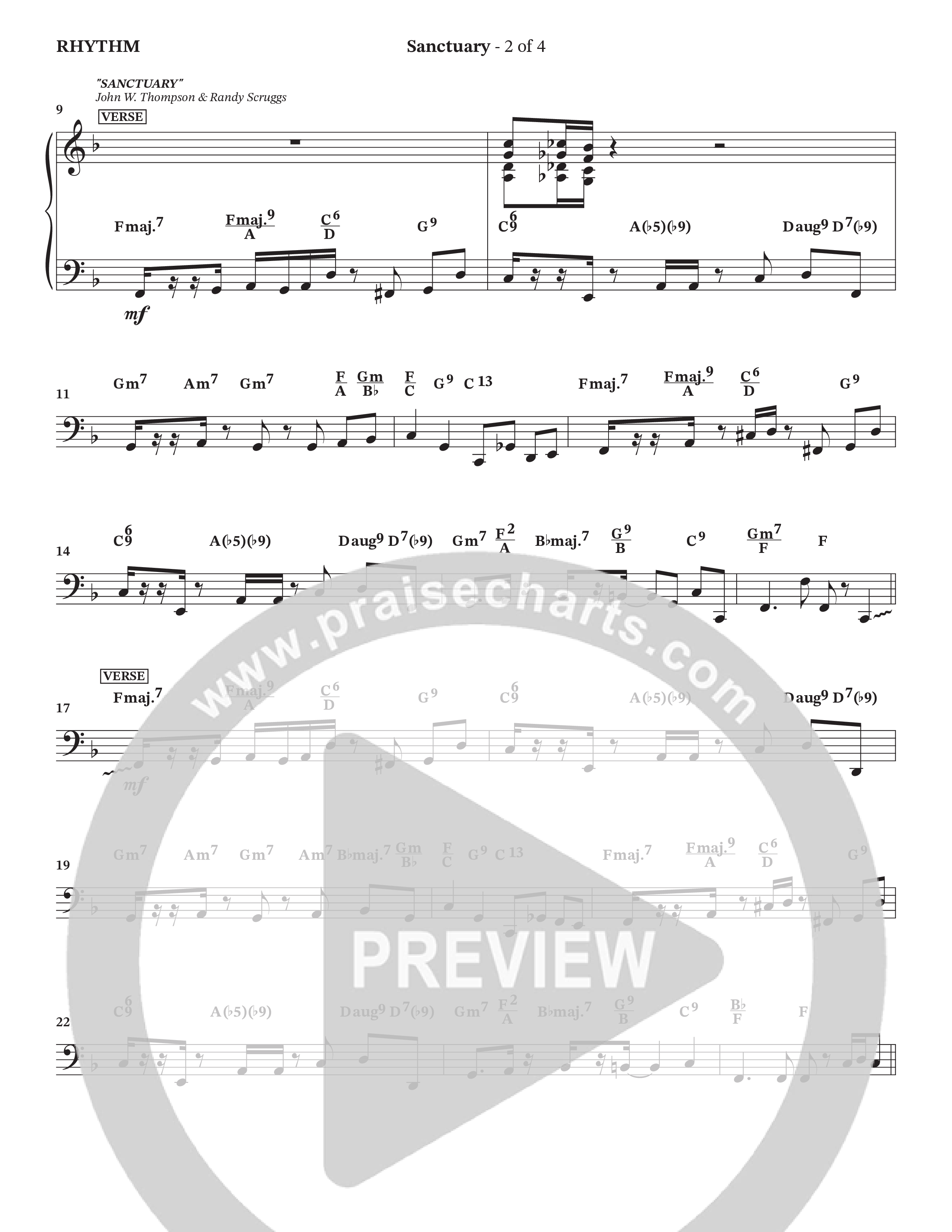 Sanctuary (with Center Of My Joy) (Choral Anthem SATB) Rhythm Chart (StowTown Worship / Chris Blue)