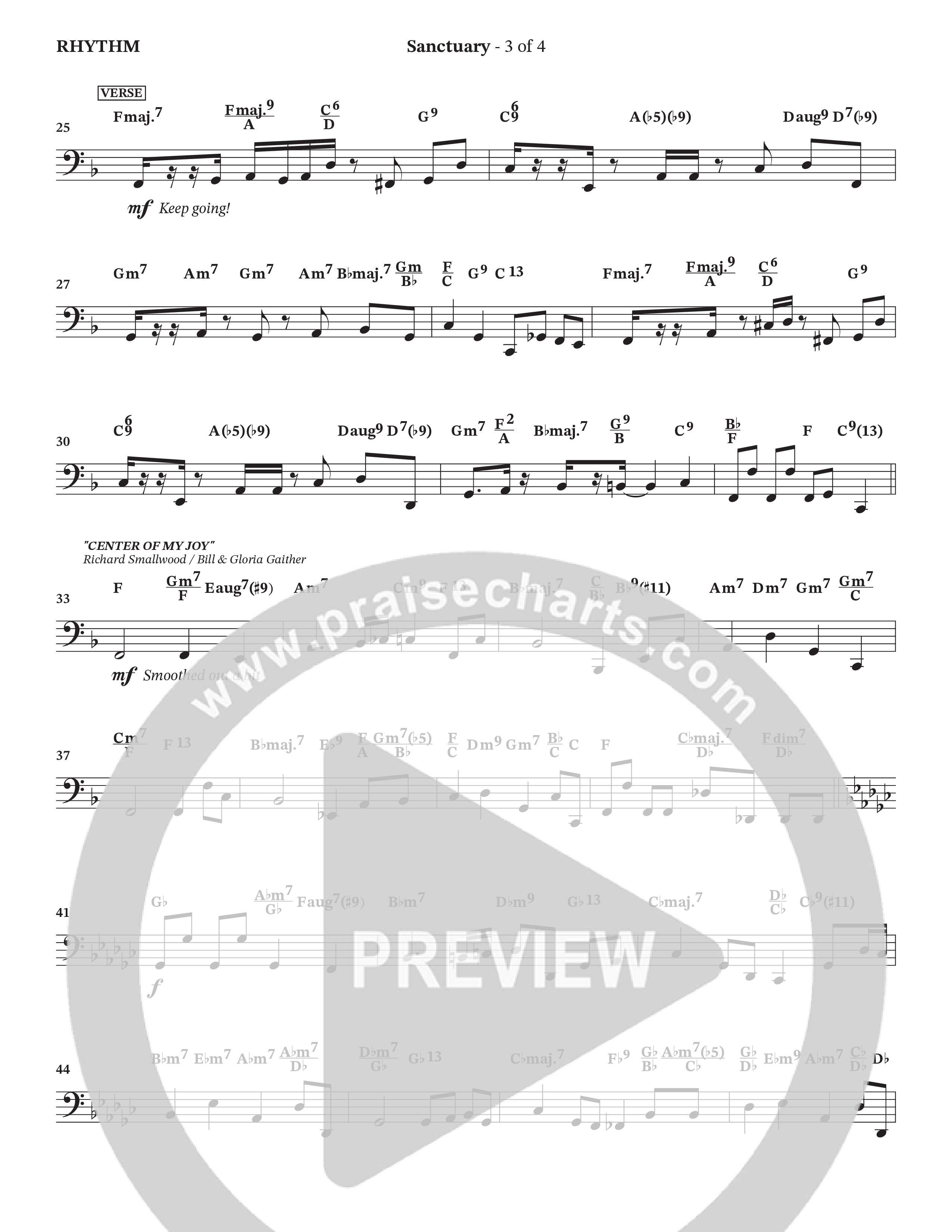 Sanctuary (with Center Of My Joy) (Choral Anthem SATB) Rhythm Chart (StowTown Worship / Chris Blue)