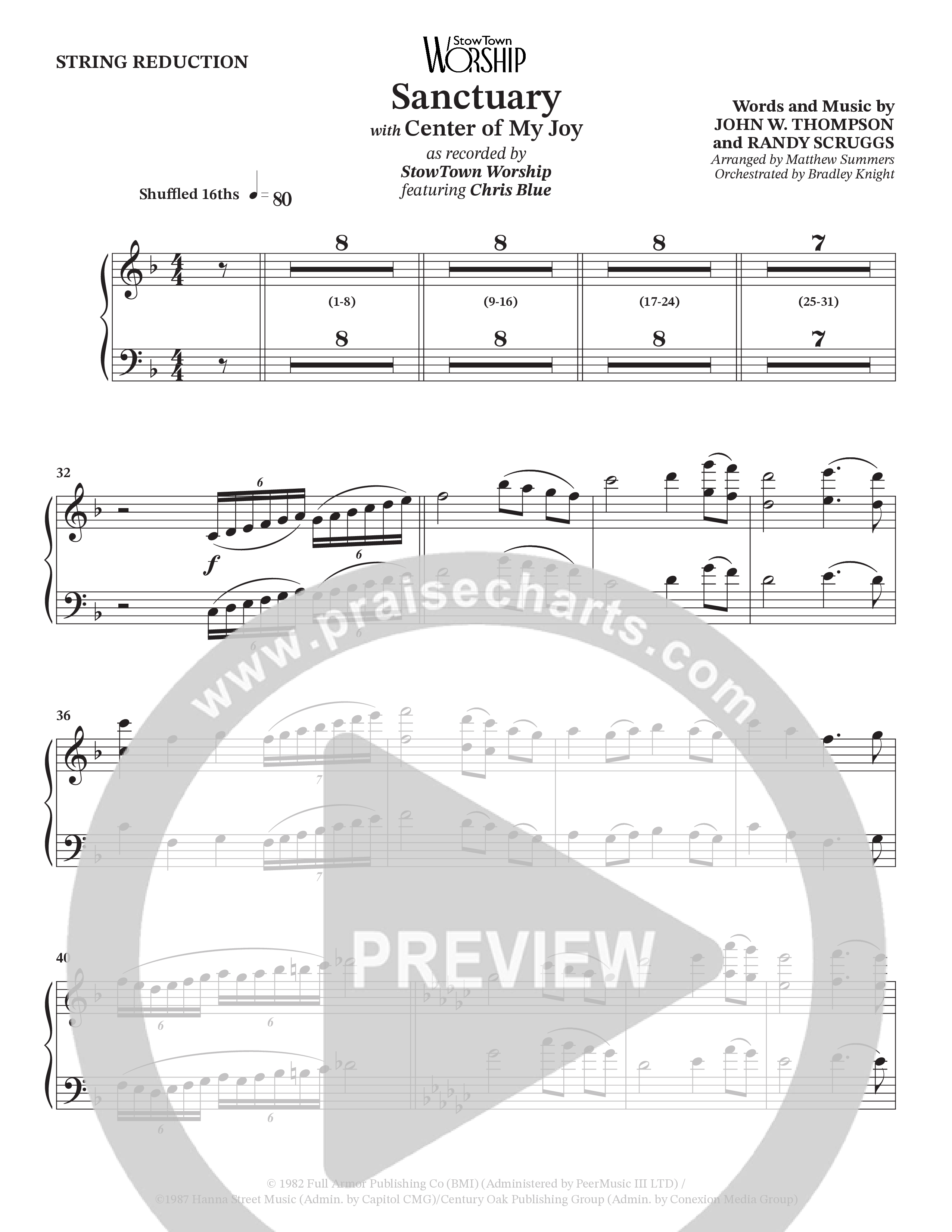 Sanctuary (with Center Of My Joy) (Choral Anthem SATB) String Reduction (StowTown Worship / Chris Blue)