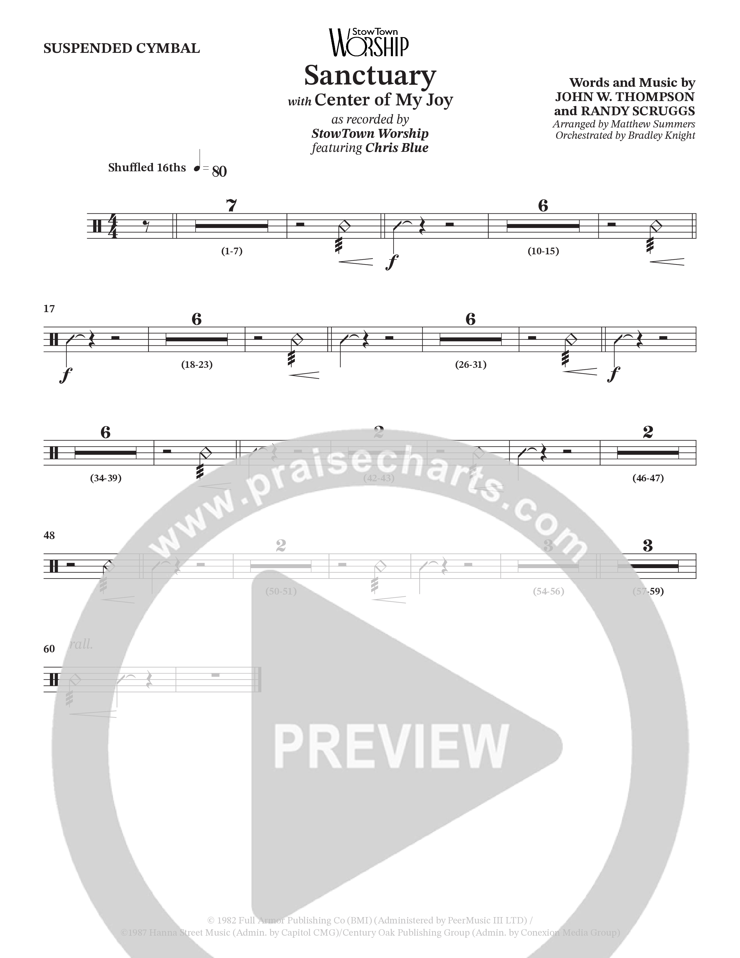 Sanctuary (with Center Of My Joy) (Choral Anthem SATB) Suspended Cymbal (StowTown Worship / Chris Blue)