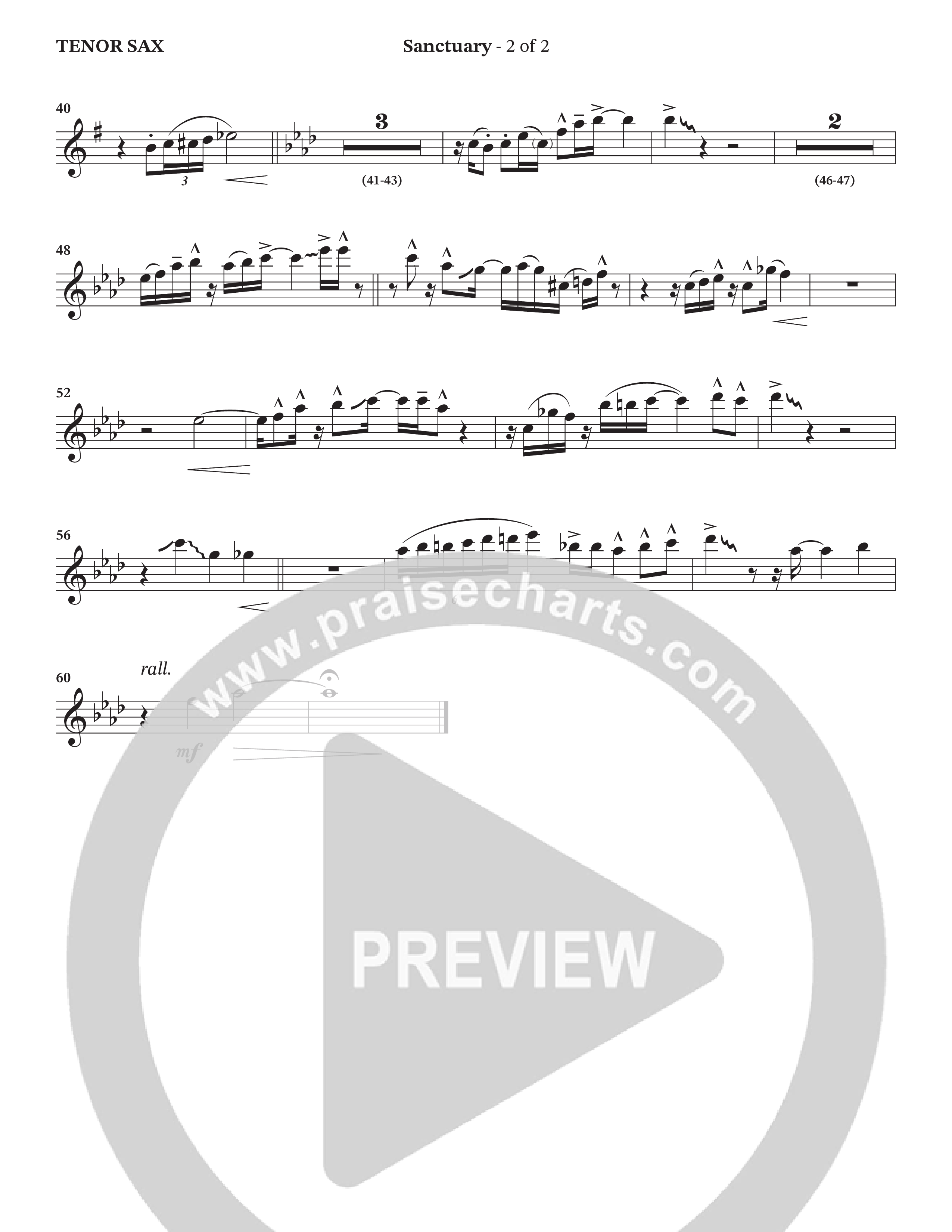 Sanctuary (with Center Of My Joy) (Choral Anthem SATB) Tenor Sax 1 (StowTown Worship / Chris Blue)