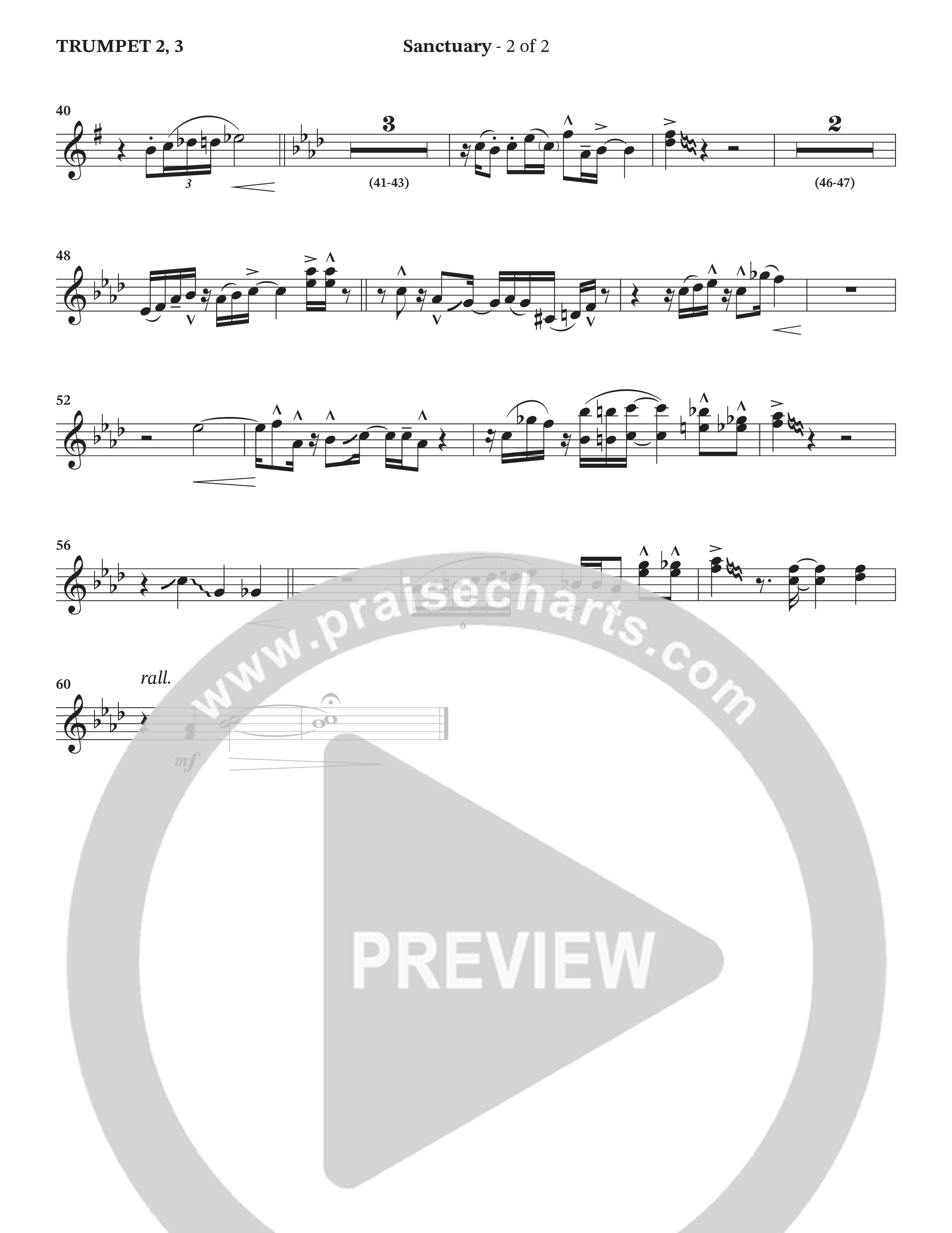 Sanctuary (with Center Of My Joy) (Choral Anthem SATB) Trumpet 2/3 (StowTown Worship / Chris Blue)