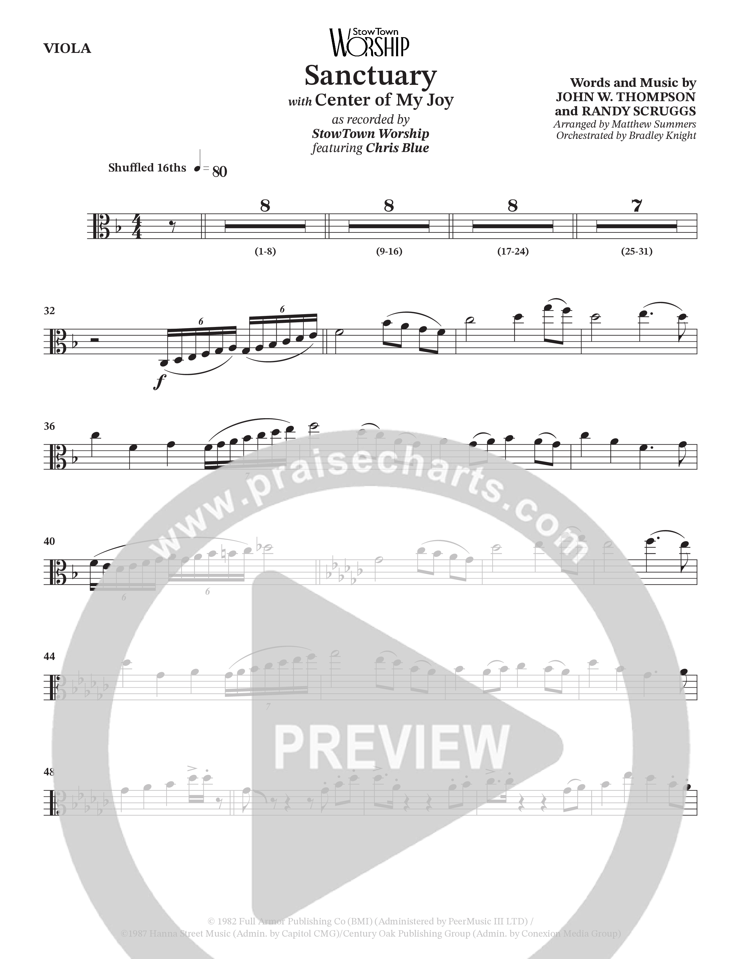 Sanctuary (with Center Of My Joy) (Choral Anthem SATB) Viola (StowTown Worship / Chris Blue)