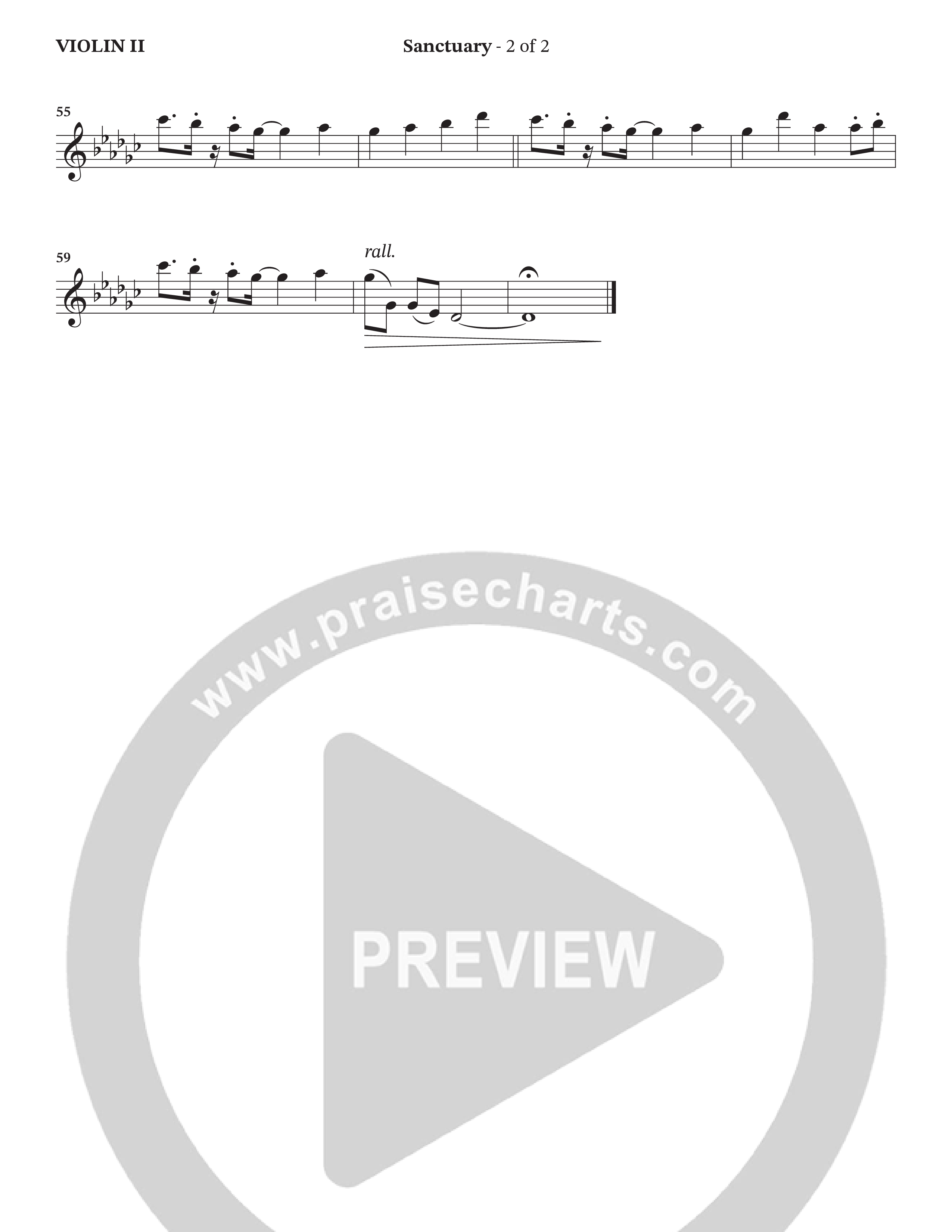 Sanctuary (with Center Of My Joy) (Choral Anthem SATB) Violin 2 (StowTown Worship / Chris Blue)