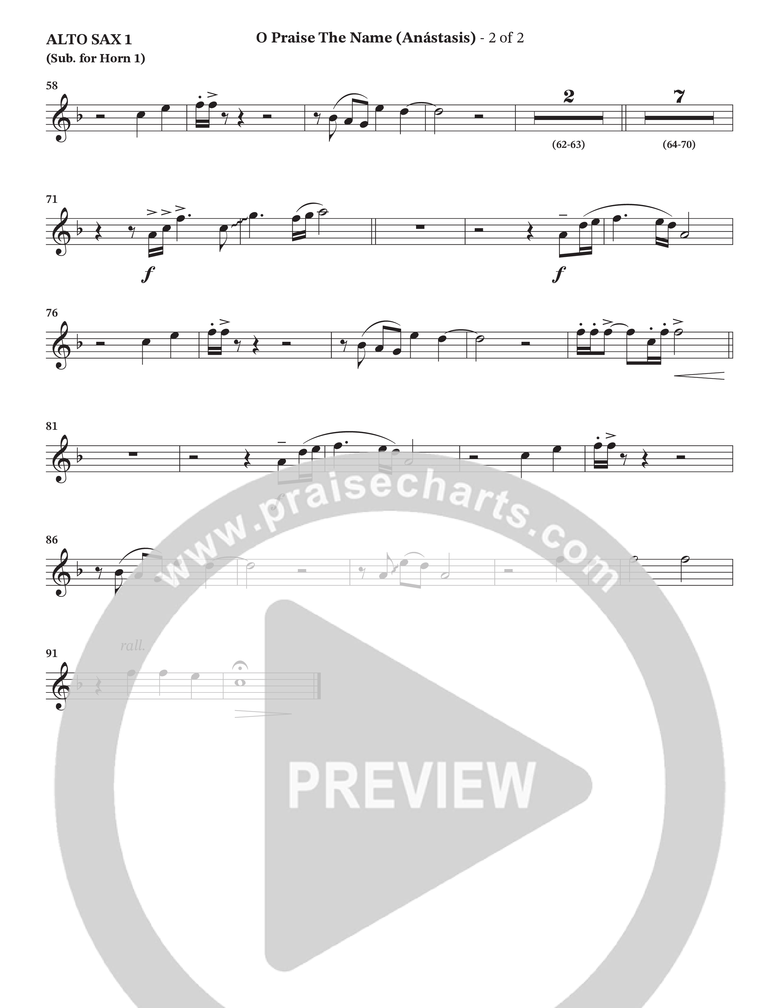 O Praise The Name (Anastasis) (Choral Anthem SATB) Alto Sax (StowTown Worship / Alvin Slaughter)