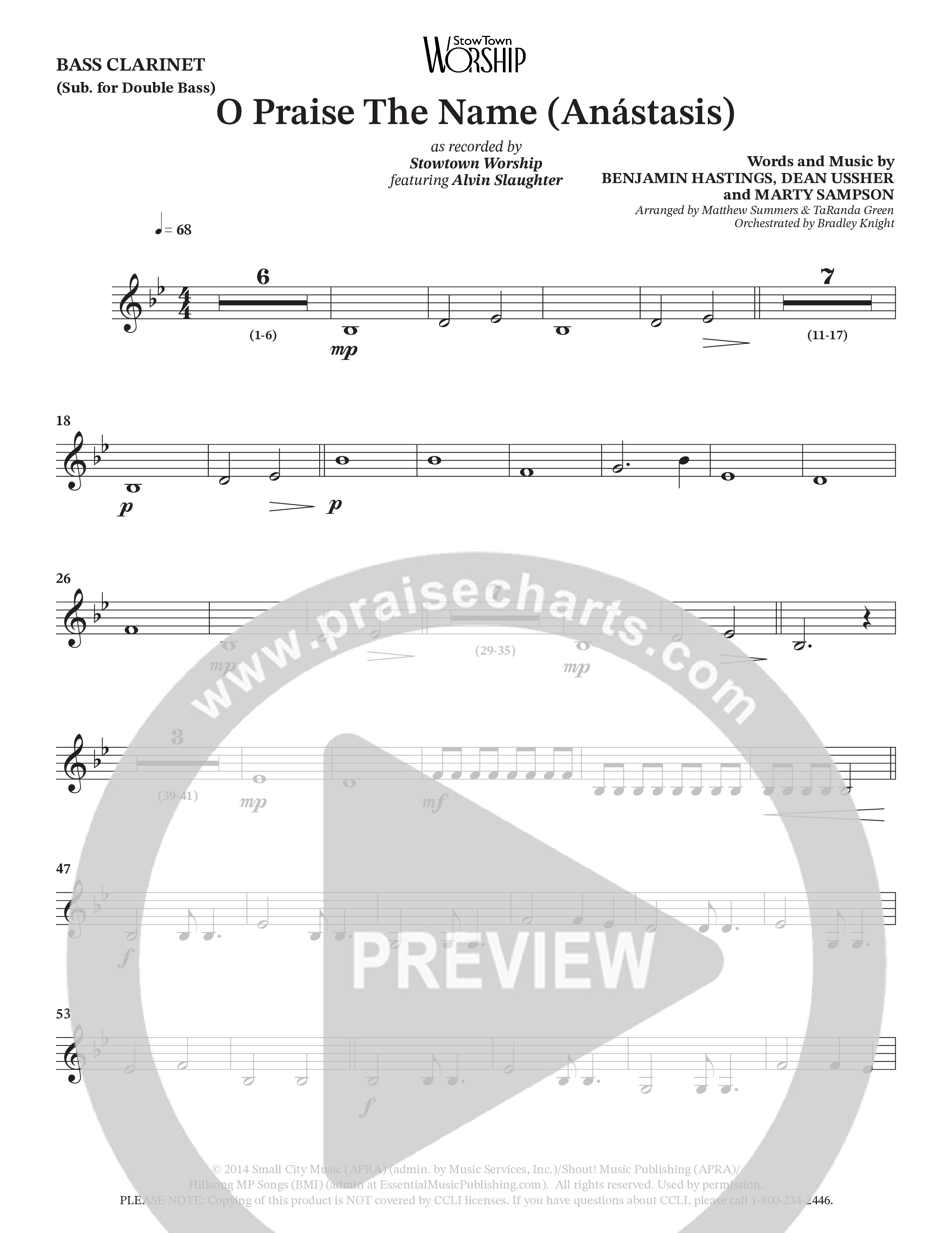 O Praise The Name (Anastasis) (Choral Anthem SATB) Bass Clarinet (StowTown Worship / Alvin Slaughter)