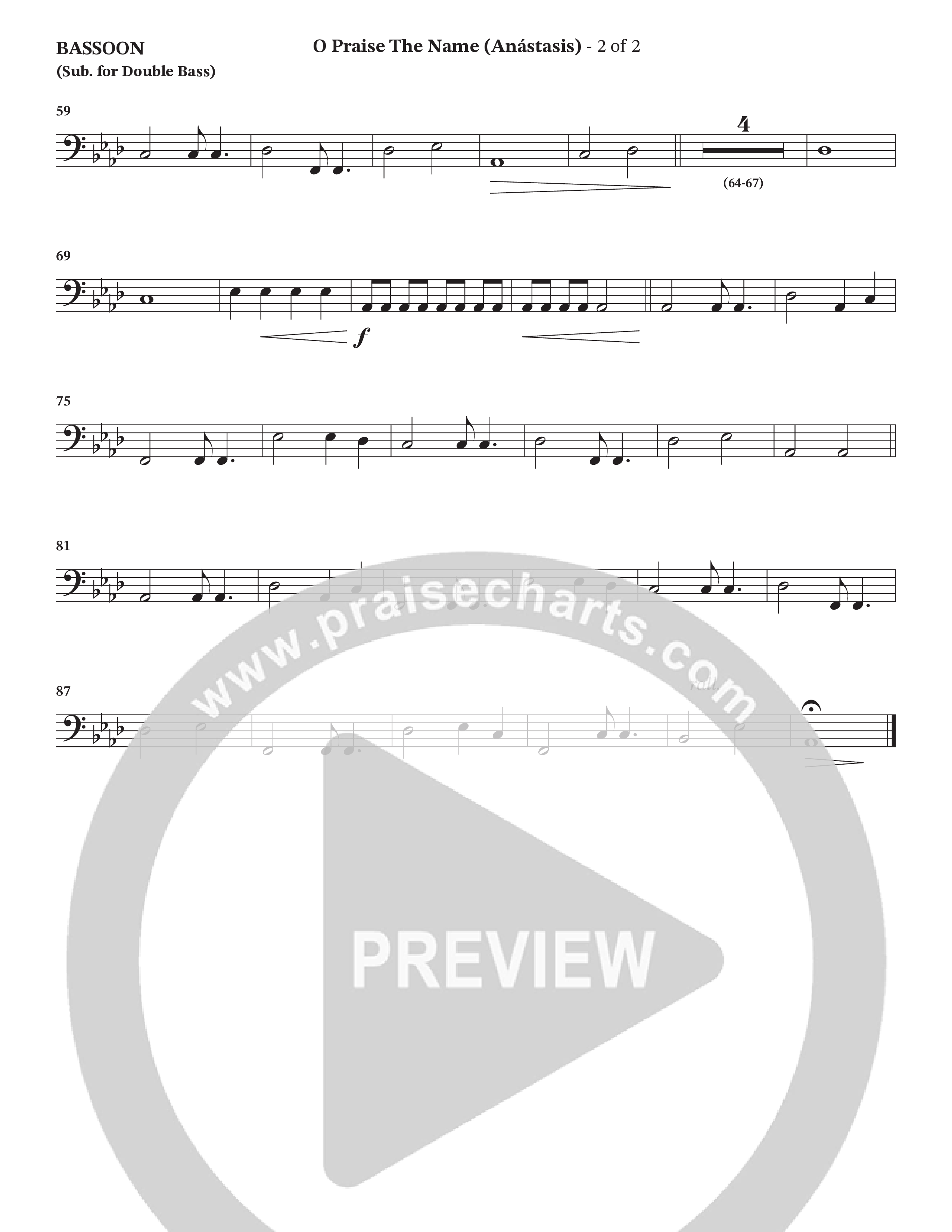 O Praise The Name (Anastasis) (Choral Anthem SATB) Bassoon (StowTown Worship / Alvin Slaughter)