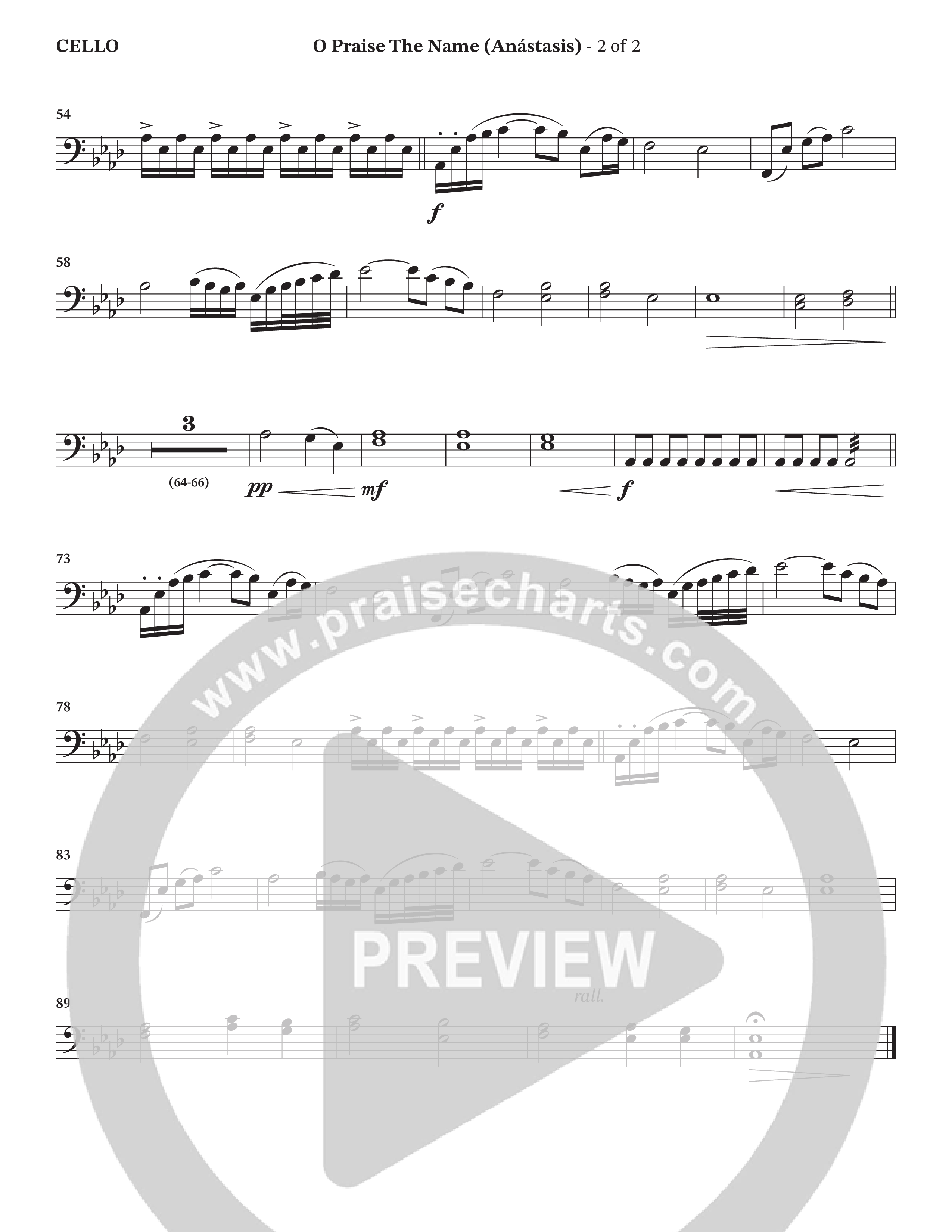 O Praise The Name (Anastasis) (Choral Anthem SATB) Cello (StowTown Worship / Alvin Slaughter)
