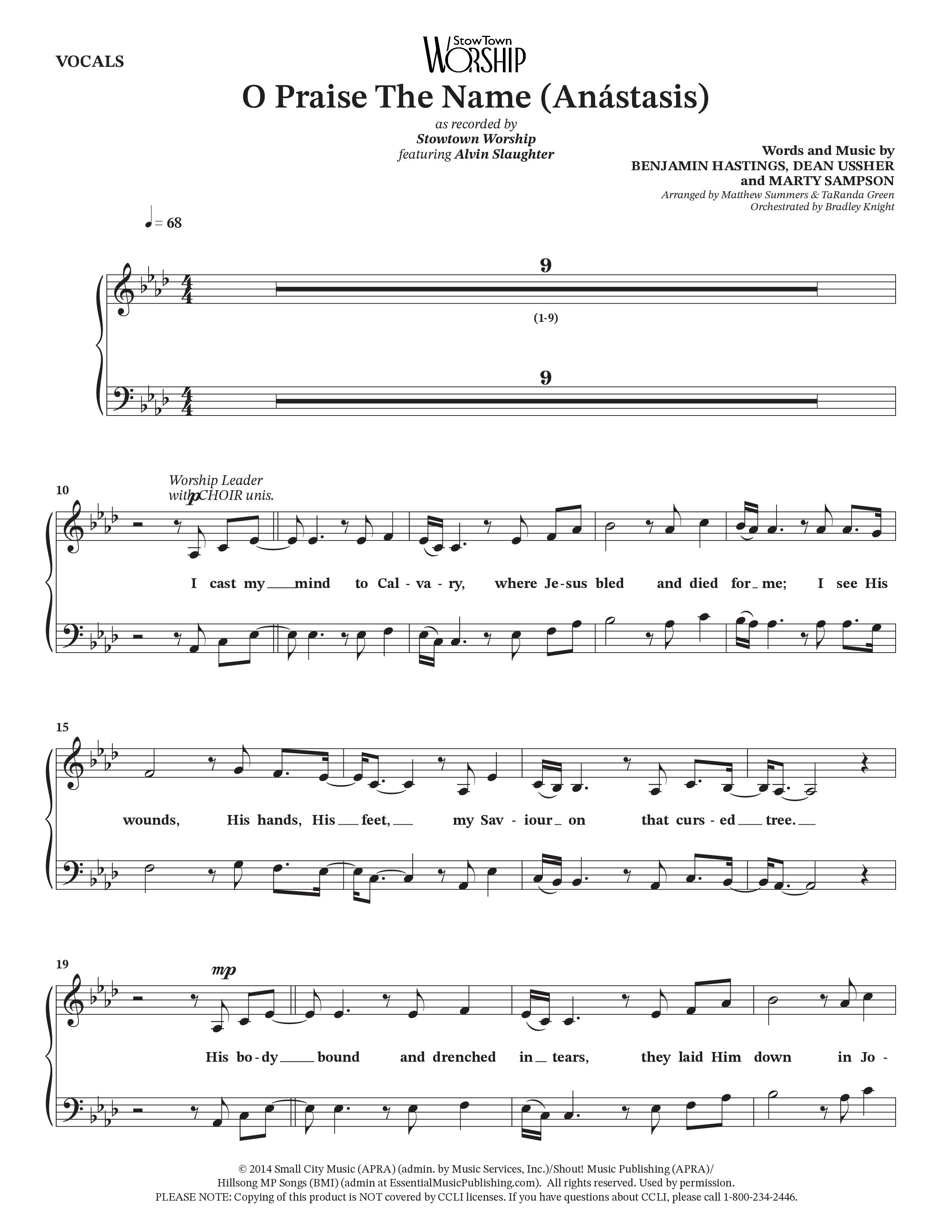 O Praise The Name (Anastasis) (Choral Anthem SATB) Choir Sheet (SATB) (StowTown Worship / Alvin Slaughter)