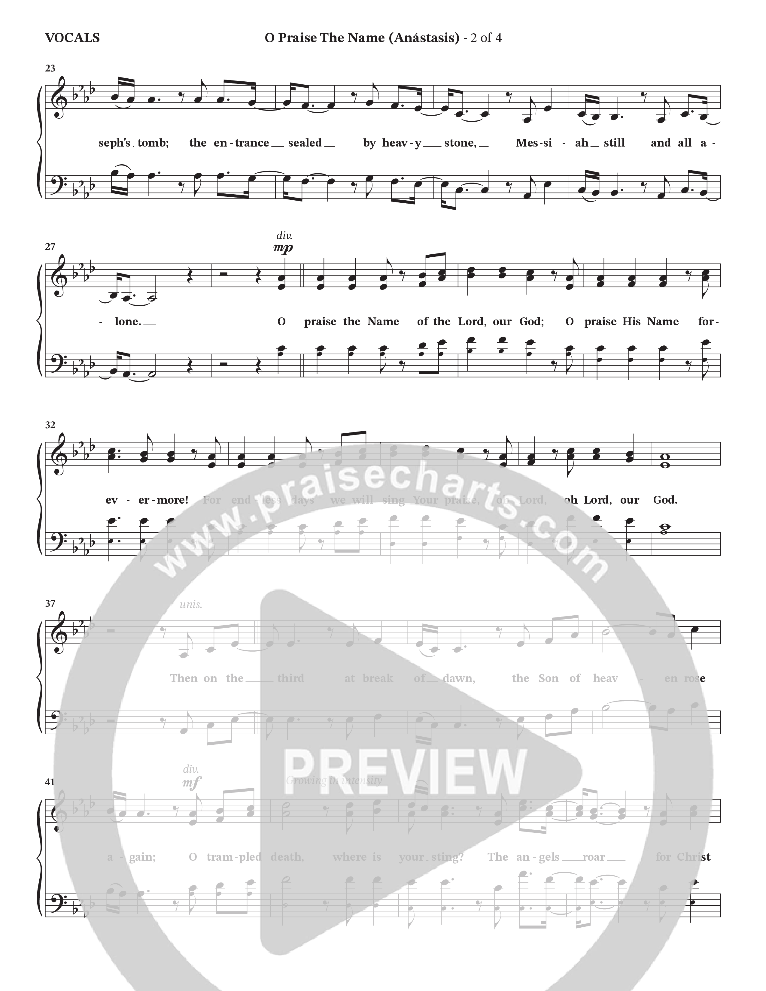 O Praise The Name (Anastasis) (Choral Anthem SATB) Choir Sheet (SATB) (StowTown Worship / Alvin Slaughter)