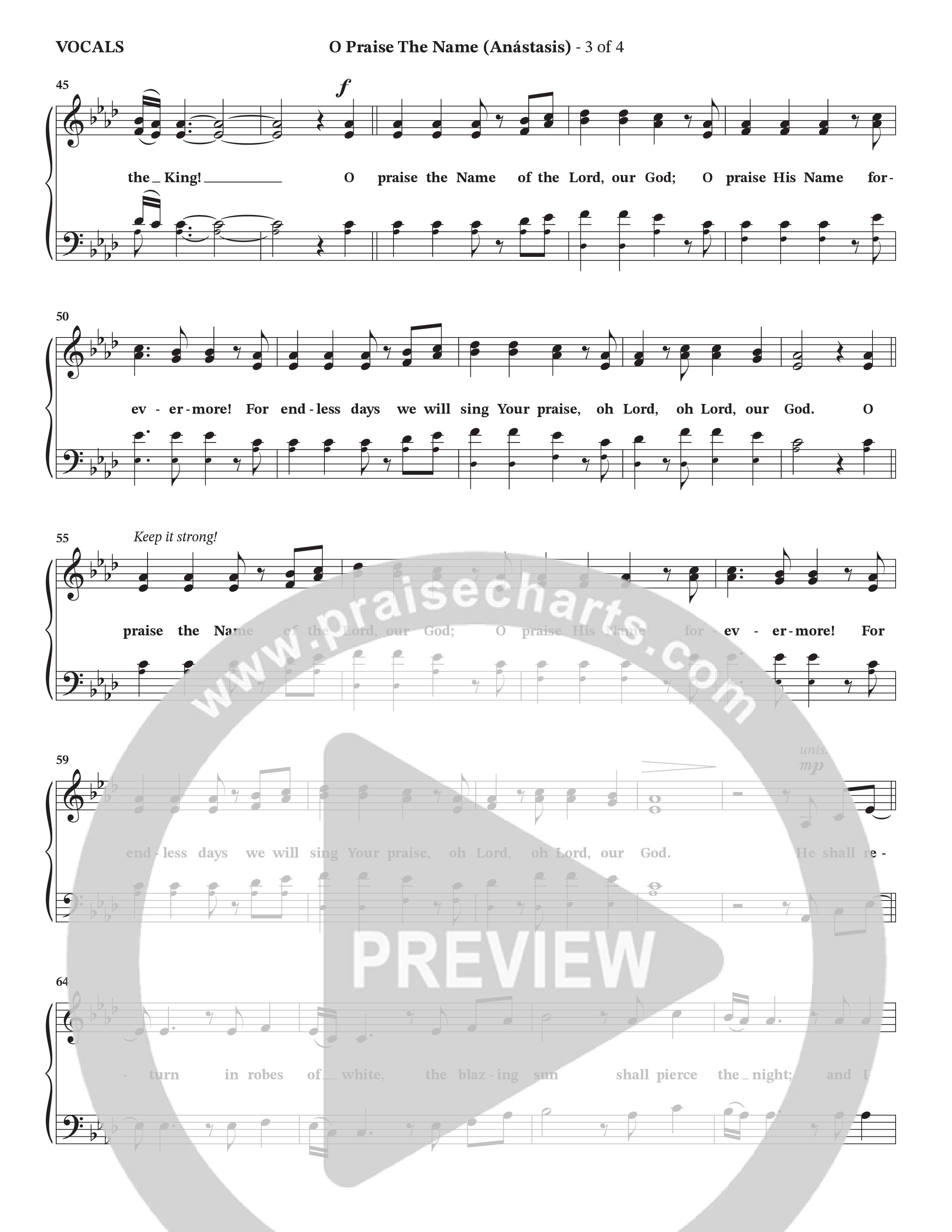 O Praise The Name (Anastasis) (Choral Anthem SATB) Choir Sheet (SATB) (StowTown Worship / Alvin Slaughter)