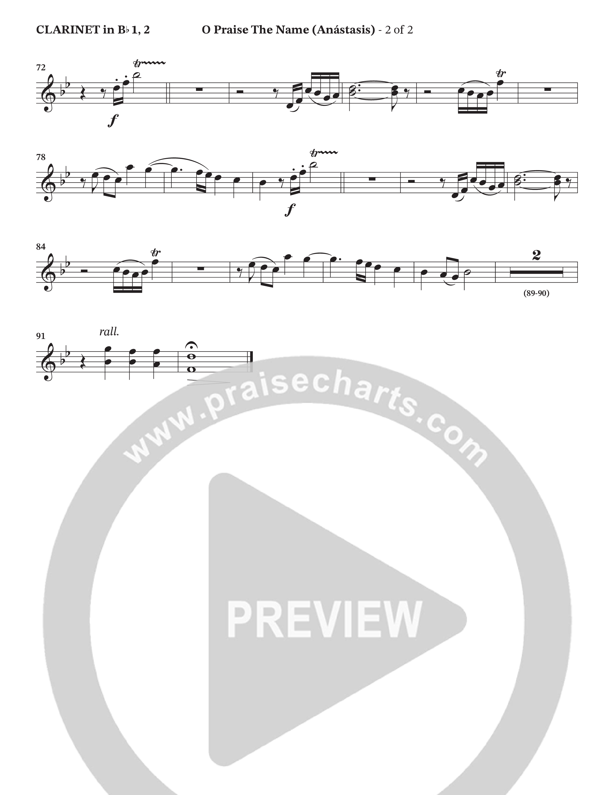 O Praise The Name (Anastasis) (Choral Anthem SATB) Clarinet 1/2 (StowTown Worship / Alvin Slaughter)