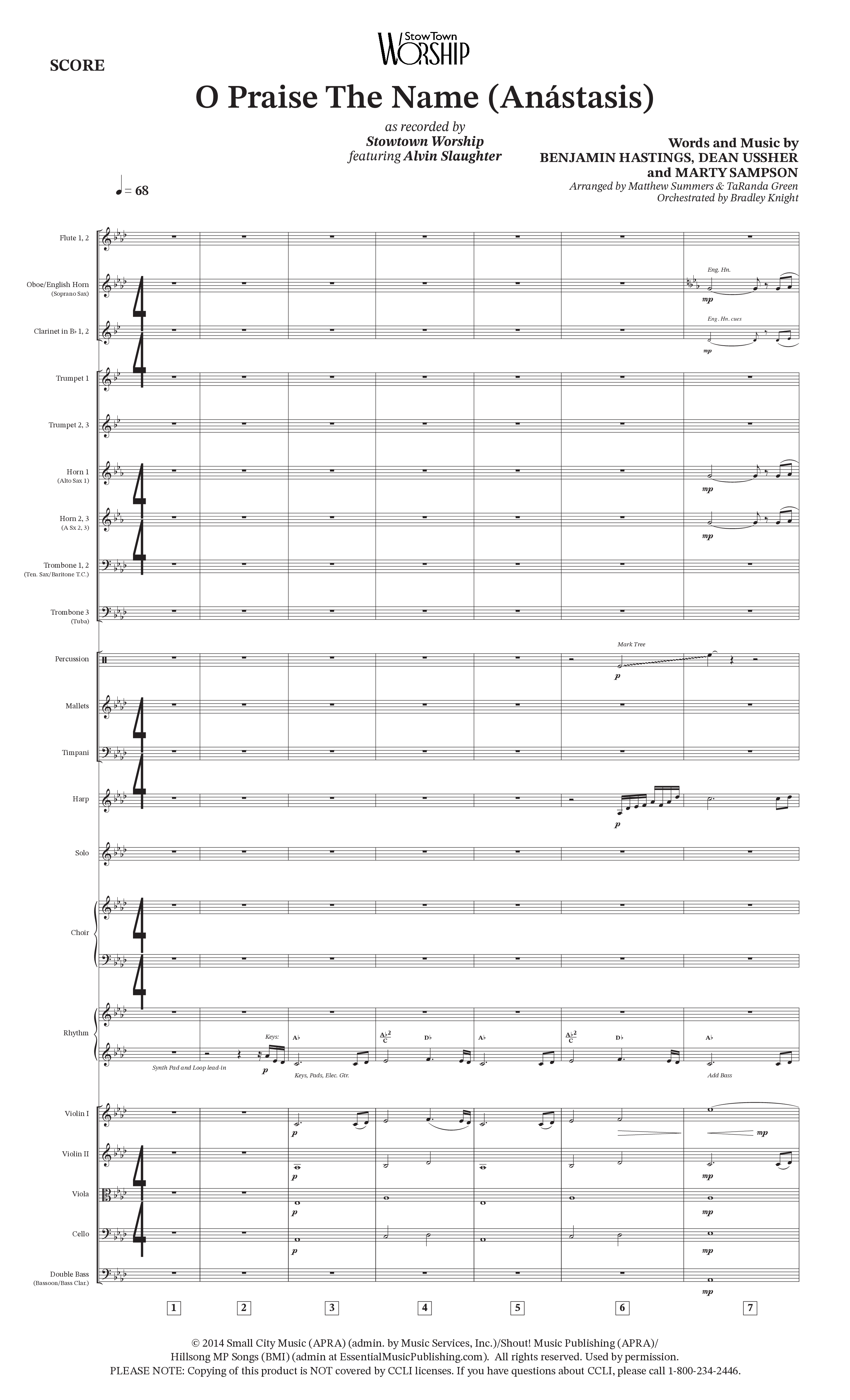 O Praise The Name (Anastasis) (Choral Anthem SATB) Orchestration (StowTown Worship / Alvin Slaughter)