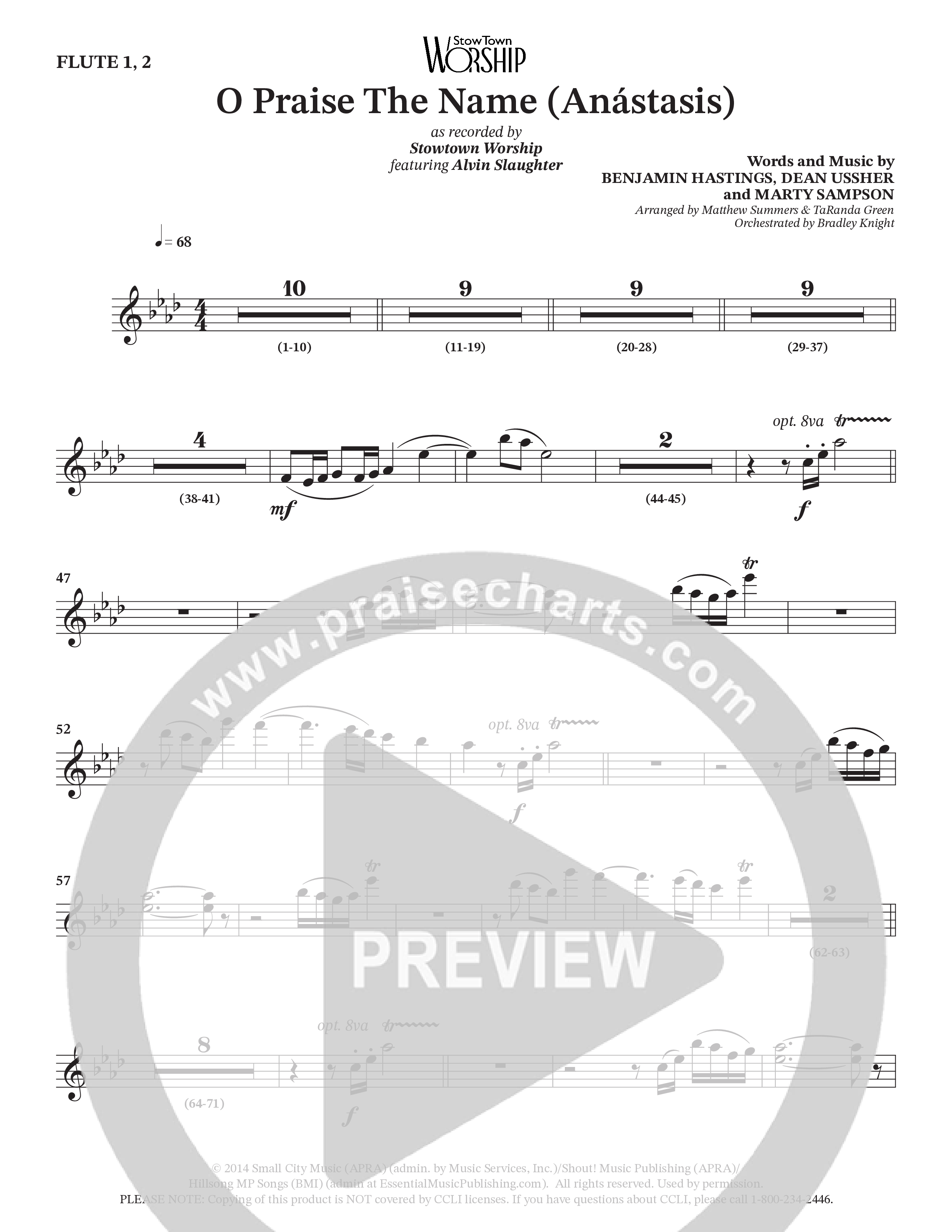 O Praise The Name (Anastasis) (Choral Anthem SATB) Flute 1/2 (StowTown Worship / Alvin Slaughter)