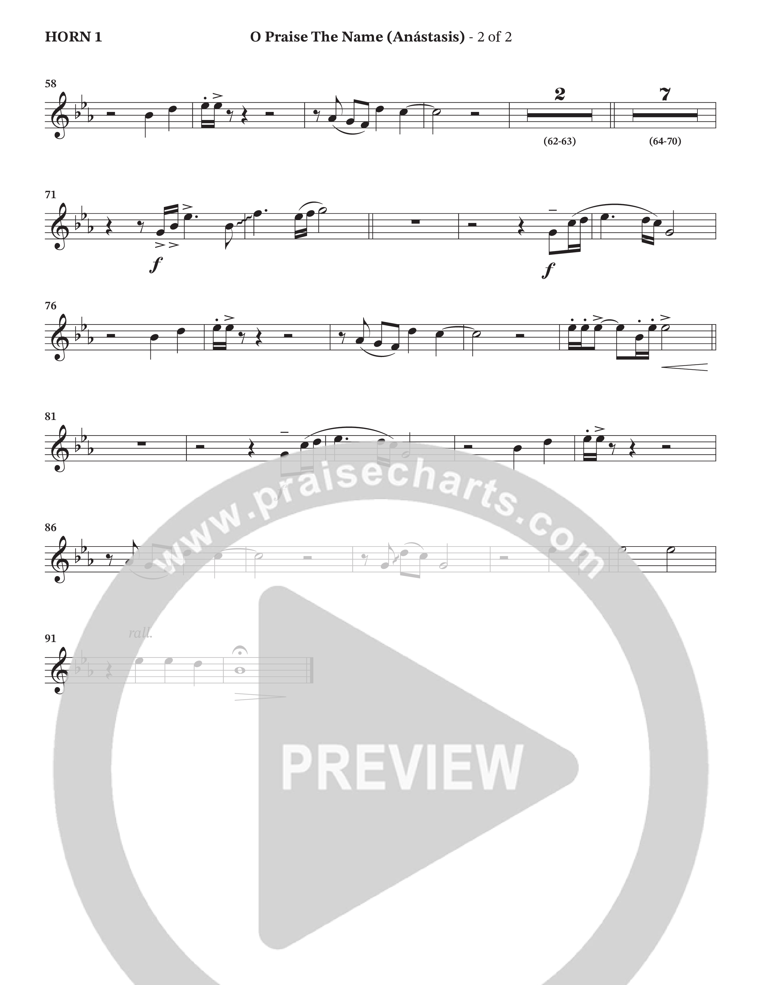 O Praise The Name (Anastasis) (Choral Anthem SATB) French Horn (StowTown Worship / Alvin Slaughter)