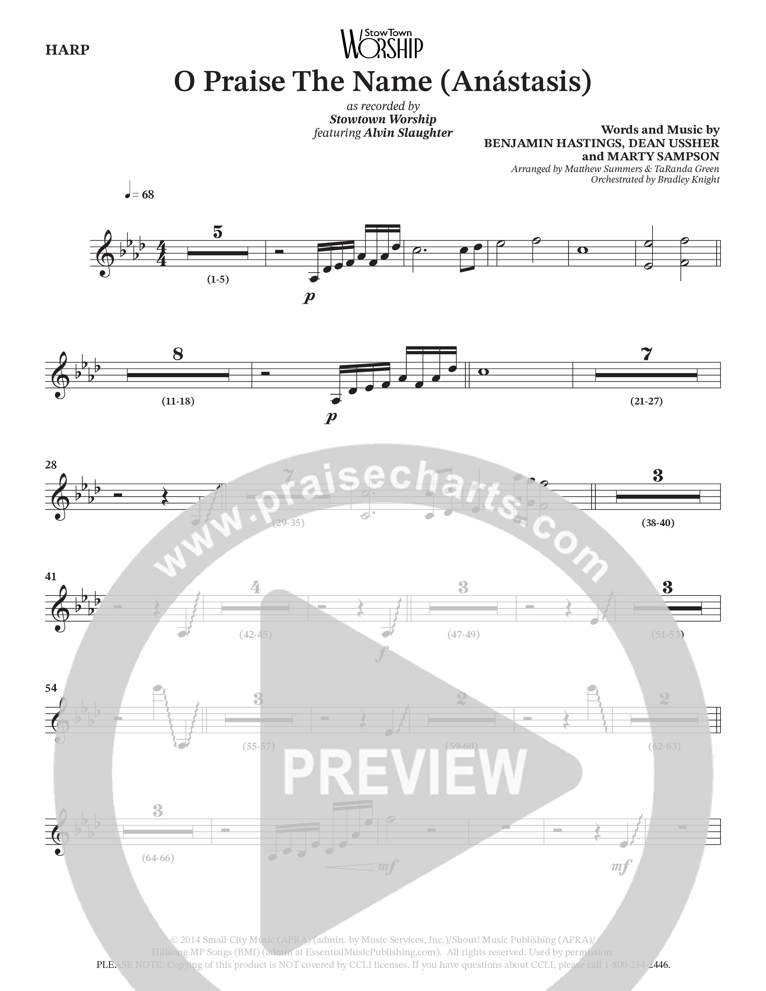 O Praise The Name (Anastasis) (Choral Anthem SATB) Harp (StowTown Worship / Alvin Slaughter)