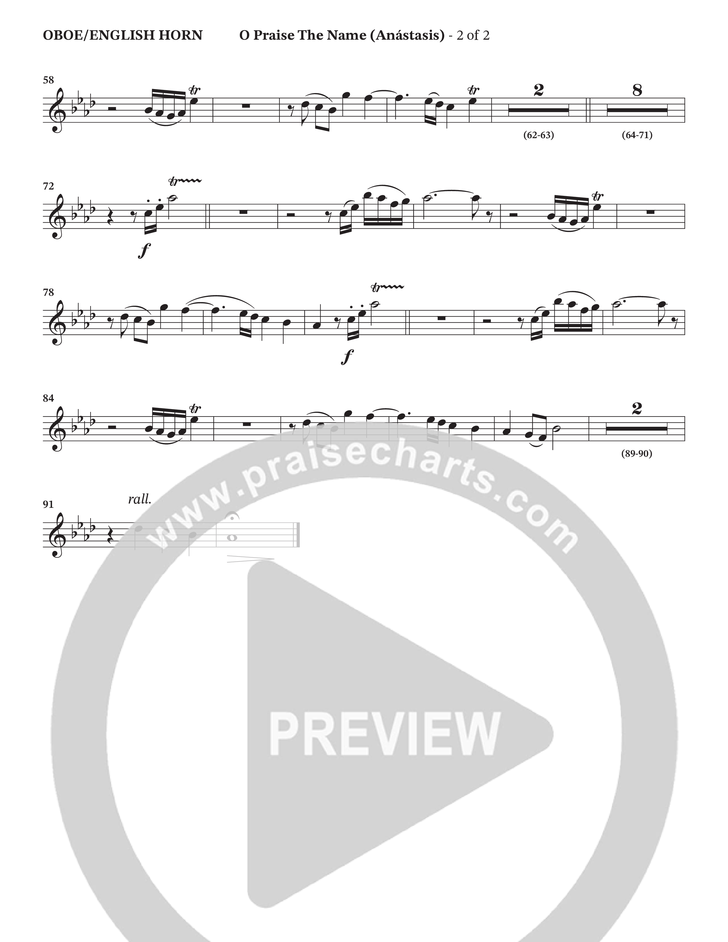 O Praise The Name (Anastasis) (Choral Anthem SATB) Oboe (StowTown Worship / Alvin Slaughter)