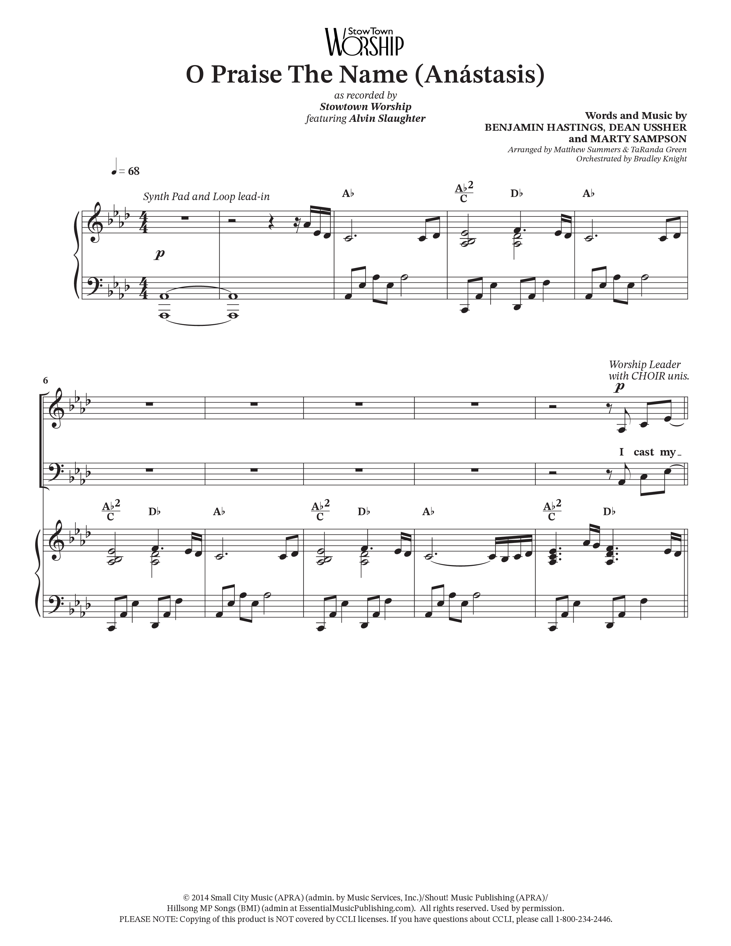 O Praise The Name (Anastasis) (Choral Anthem SATB) Anthem (SATB/Piano) (StowTown Worship / Alvin Slaughter)
