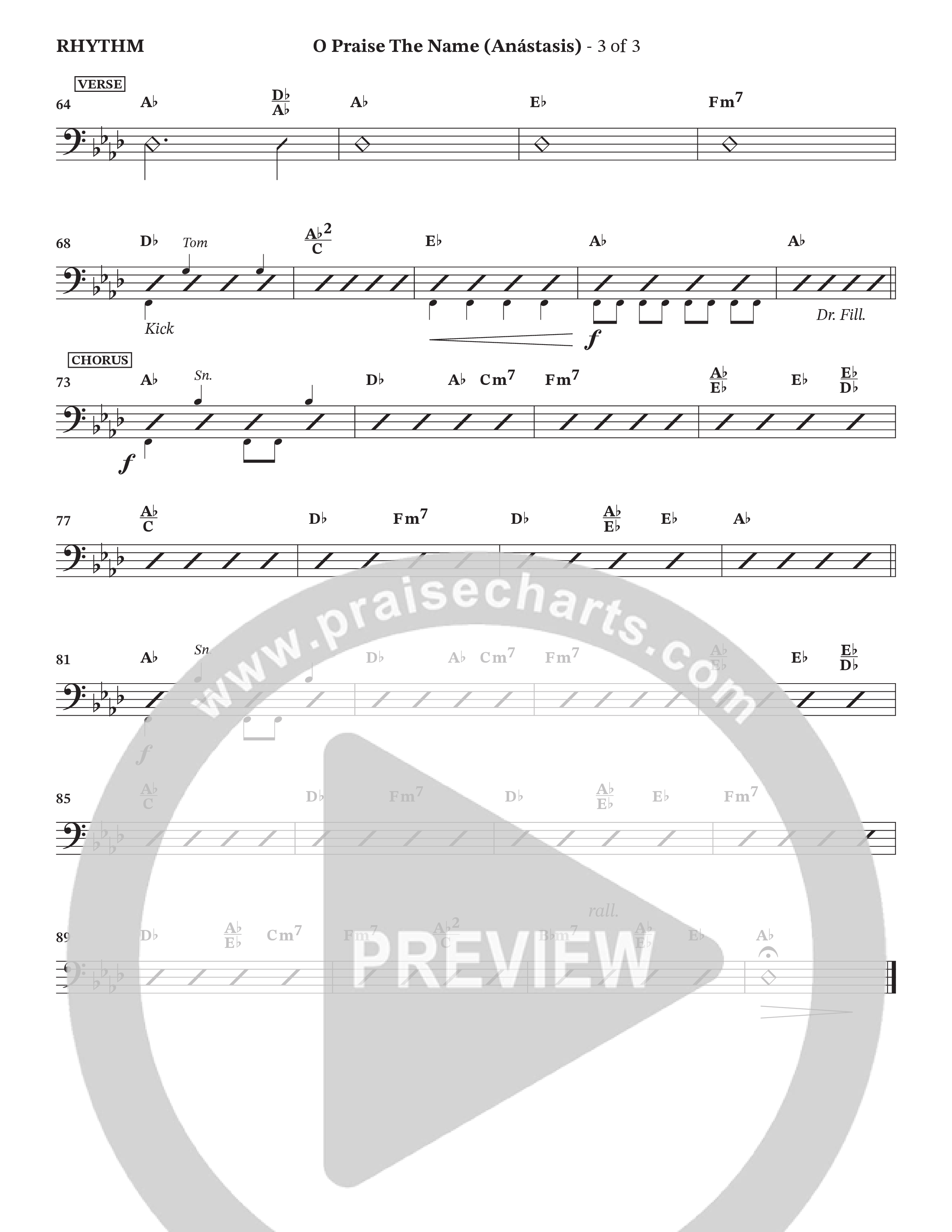 O Praise The Name (Anastasis) (Choral Anthem SATB) Rhythm Chart (StowTown Worship / Alvin Slaughter)