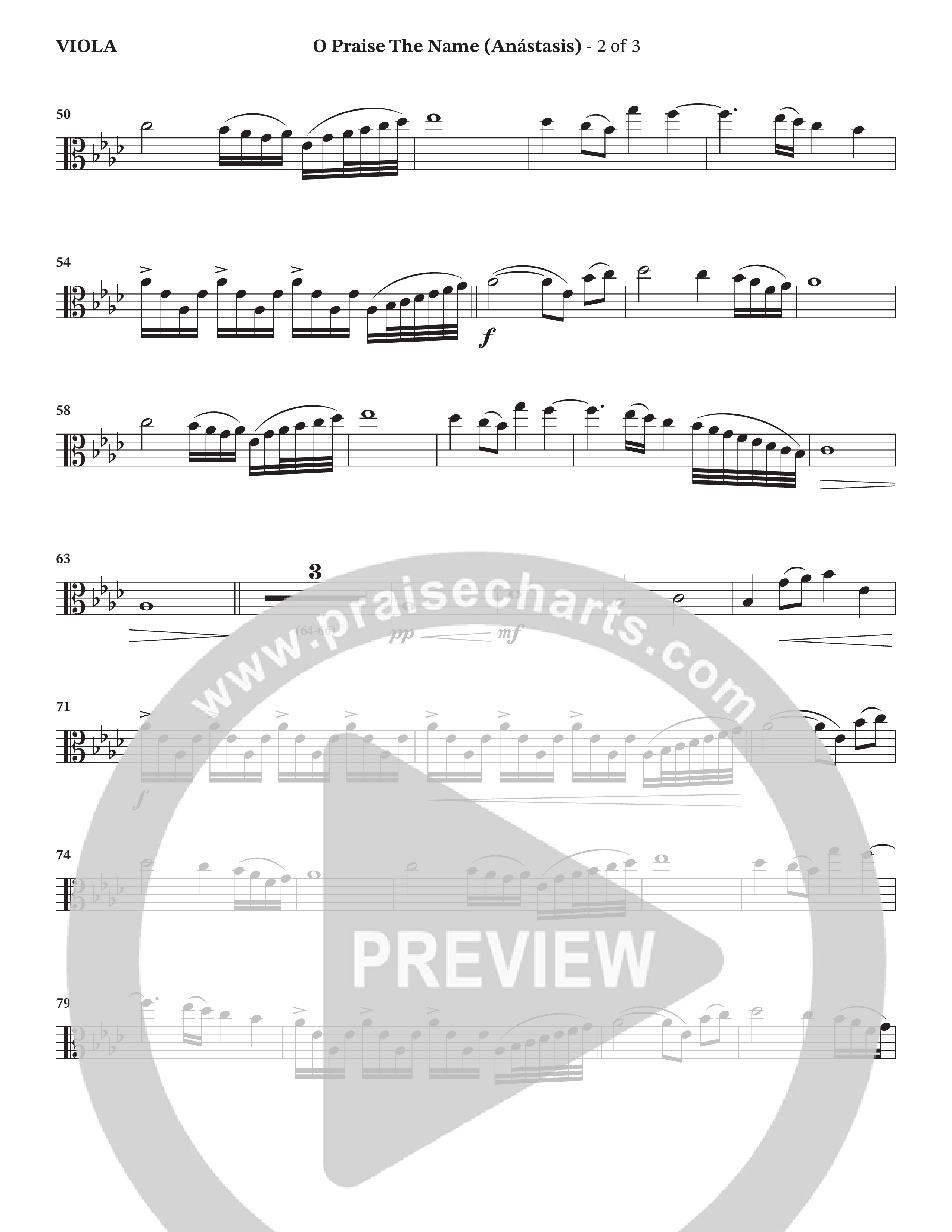 O Praise The Name (Anastasis) (Choral Anthem SATB) Viola (StowTown Worship / Alvin Slaughter)