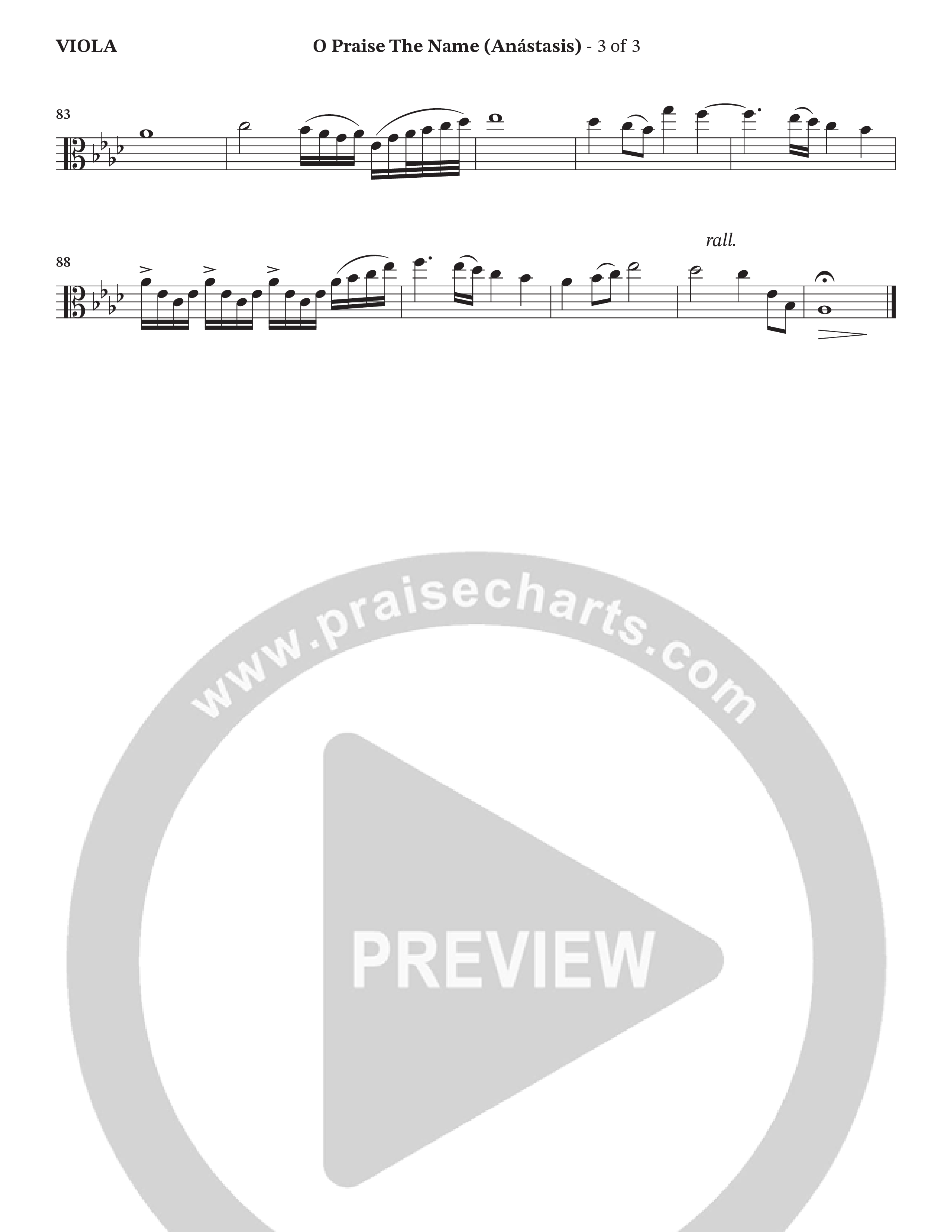 O Praise The Name (Anastasis) (Choral Anthem SATB) Viola (StowTown Worship / Alvin Slaughter)