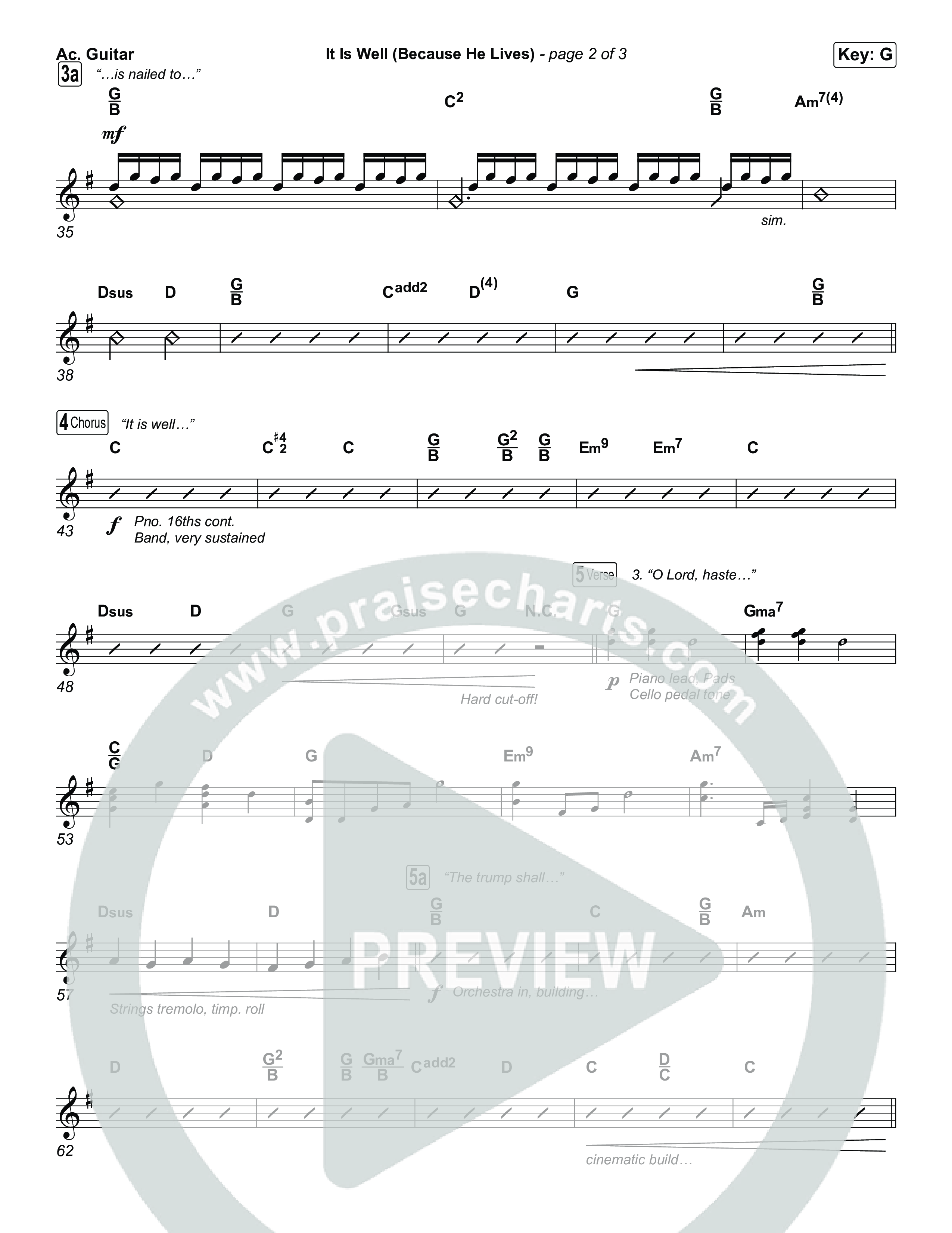 It Is Well (Because He Lives) (Choral Anthem SATB) Acoustic Guitar (Tommee Profitt / Bay Turner / Arr. Luke Gambill)