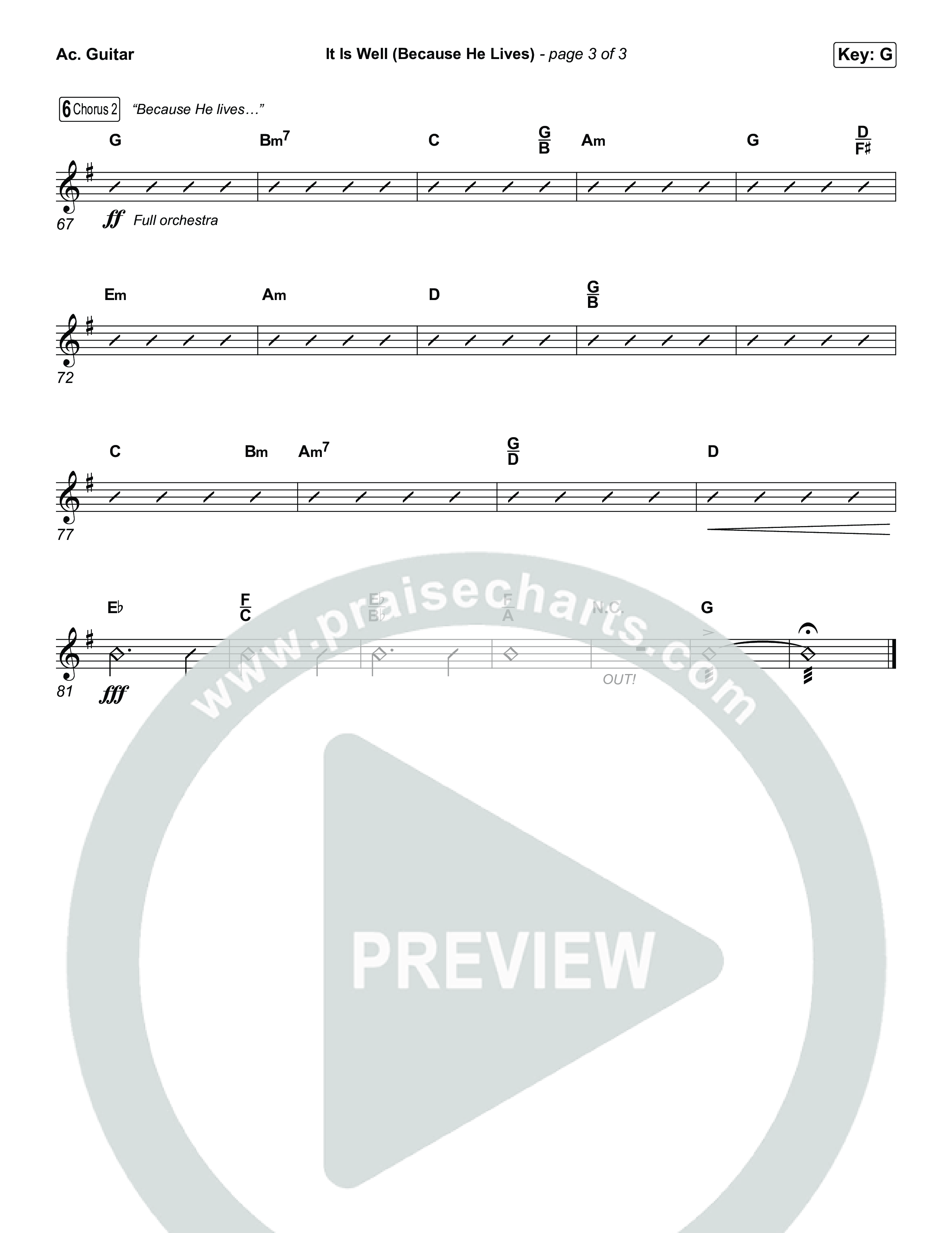 It Is Well (Because He Lives) (Choral Anthem SATB) Acoustic Guitar (Tommee Profitt / Bay Turner / Arr. Luke Gambill)